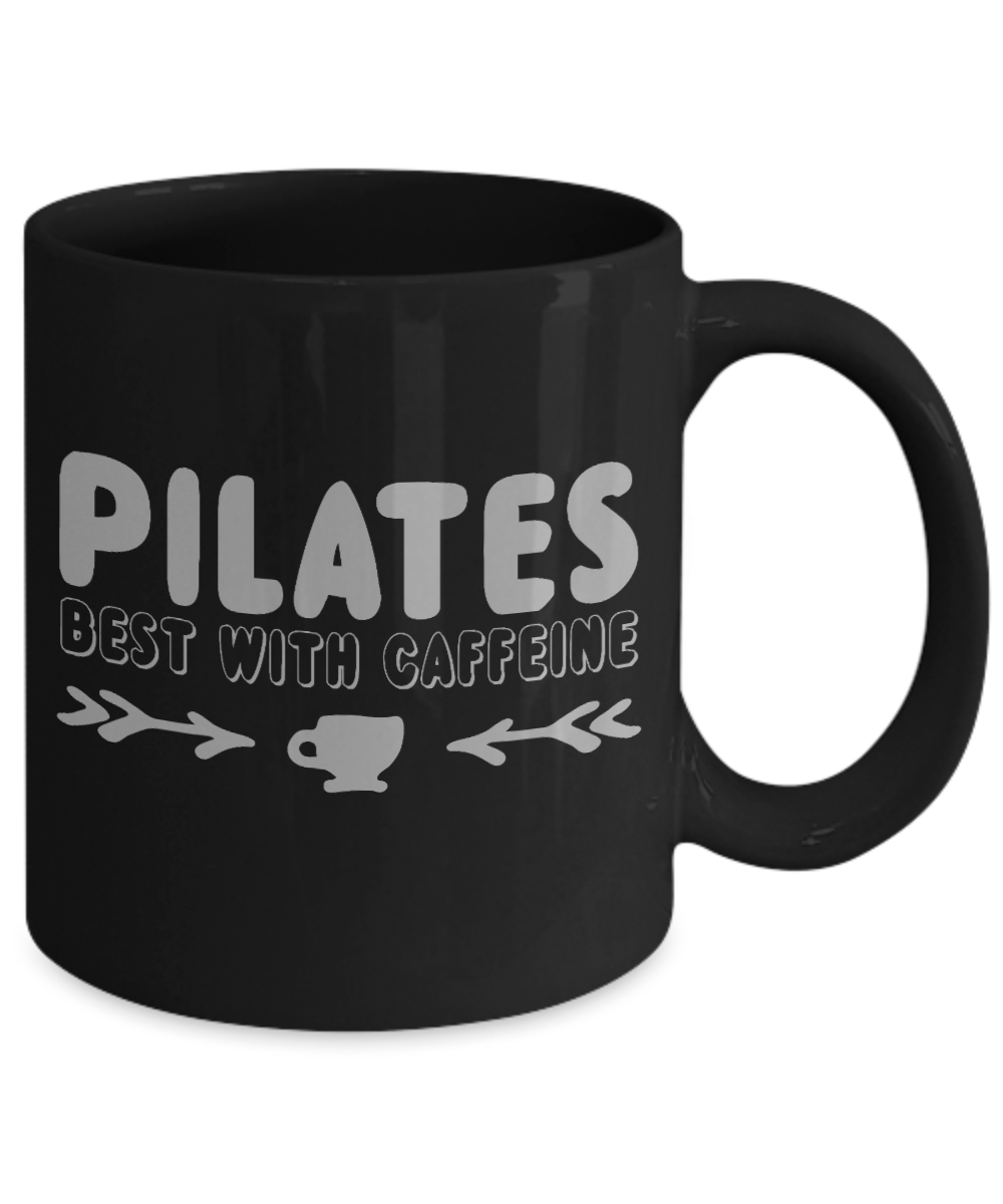 Fitness Freak Coffee Mug, Pilates Best With Caffeine-Black Porcelain Coffee Mug 11 oz For Daughter,Teen,fitness, trainer, instructor