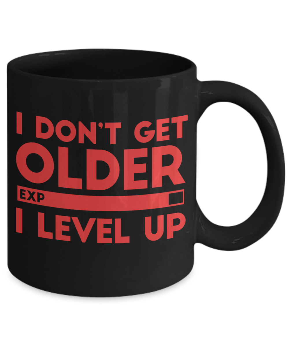 Gameboy Coffee Mug, I Don't Get Older, I Level Up-Black Porcelain Coffee Mug 11 oz for Gamer, son, Daughter