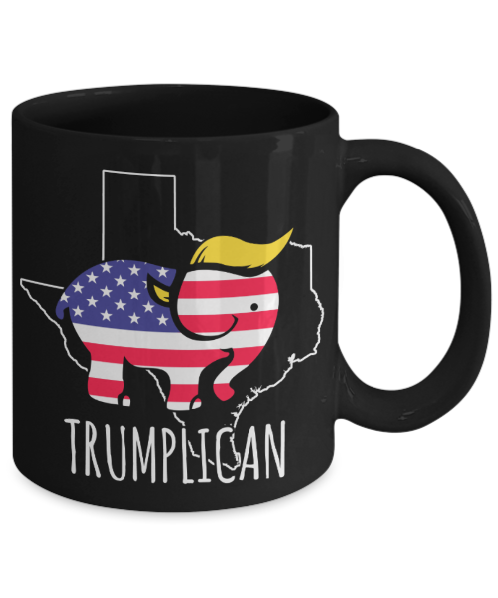 Trumplican - Black Coffee Mug Porcelain Tea Cup 11 oz - Great Gift