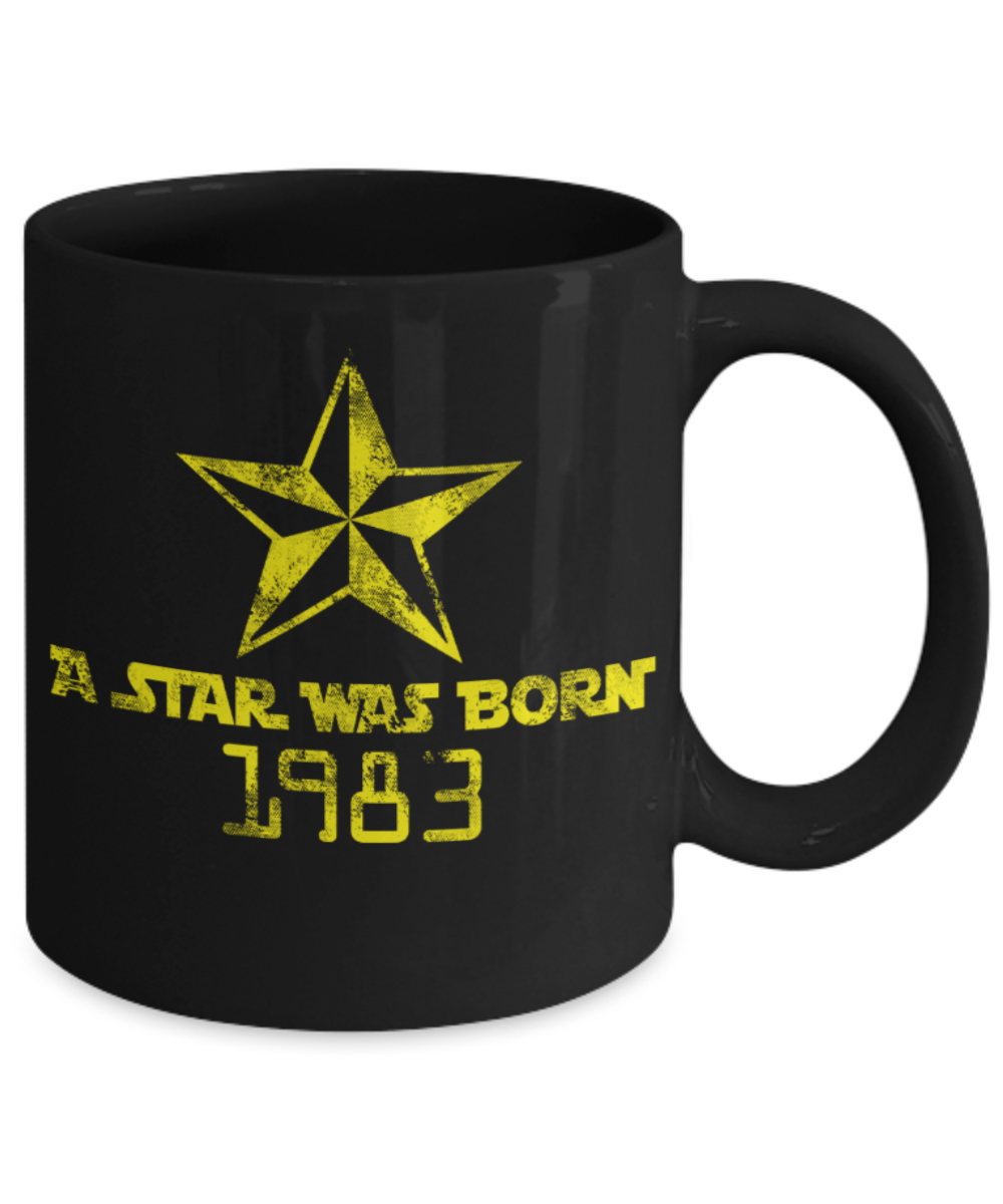 36th birthday mug gifts , A star was born 1983 - Black Coffee Mug Tea Cup 11 oz Gift