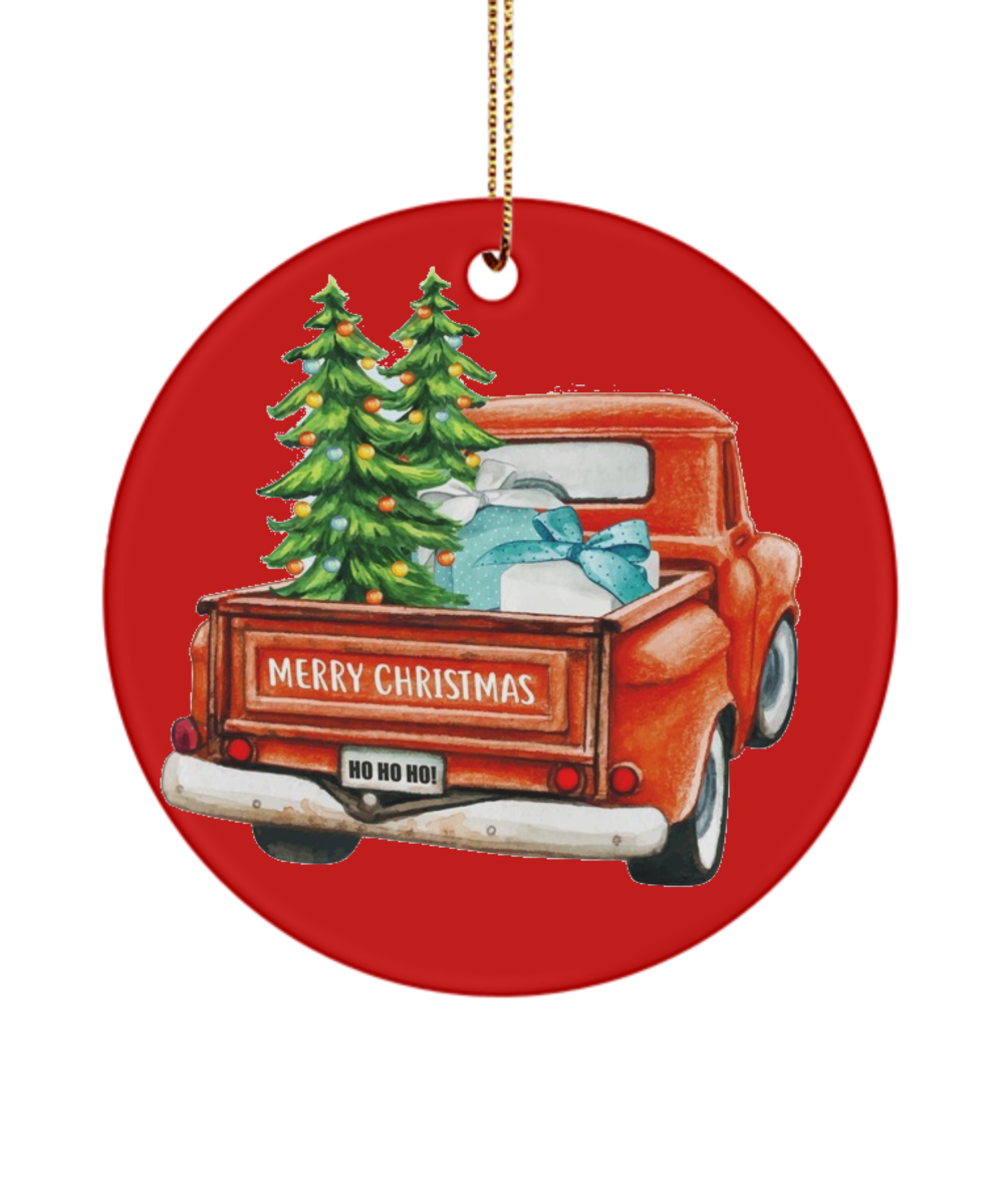 HO HO HO Red Merry Christmas Truck Ornament For Decor, Best Xmas Décor Ever ,Gift For Him, Gift For Her