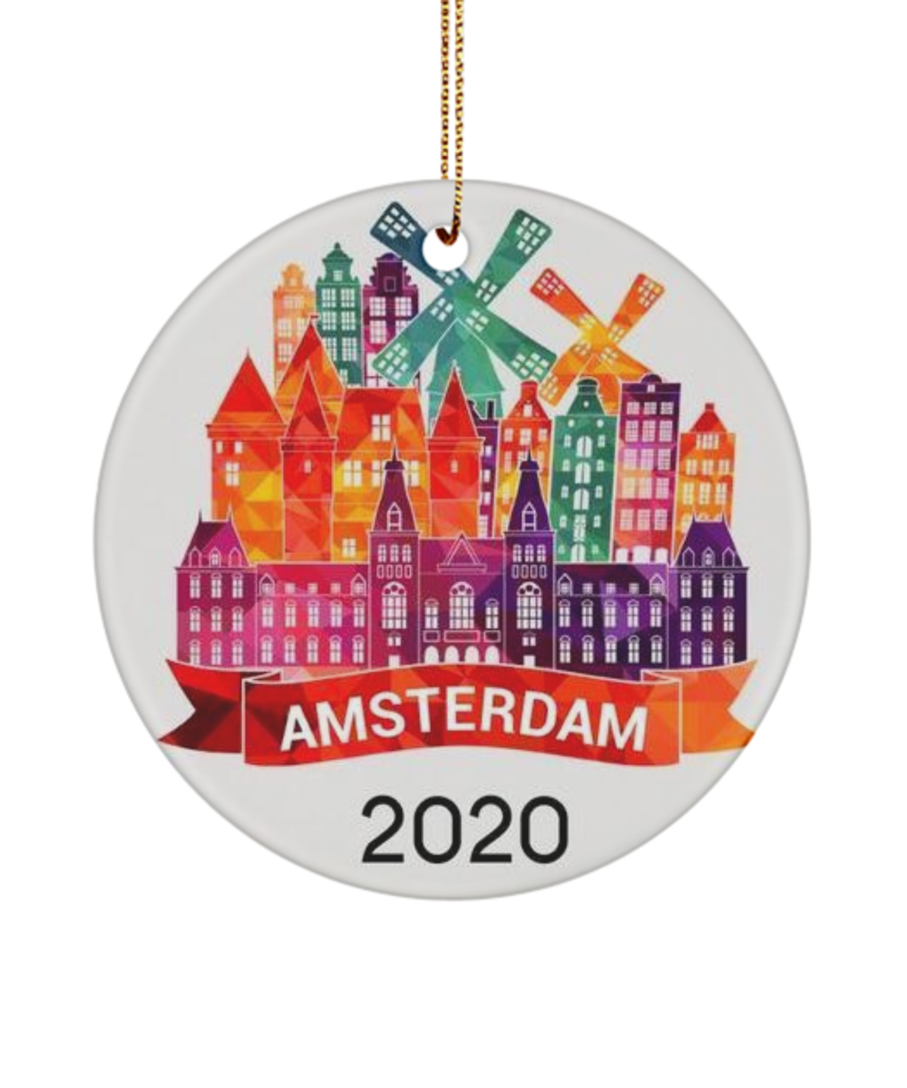 Amsterdam Ornament, Amsterdam Christmas Tree Ornament, Amsterdam Christmas Decorations, Amsterdam Gift, City Ornament, Travel Ornament