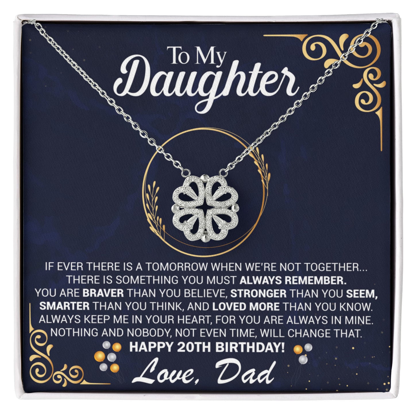 20th Birthday Daughter Gift Necklace, Gift From Dad, Magnetic Heart Jewelry For 20th Birthday teen Girl, Gift for 20th Year Old Daughter