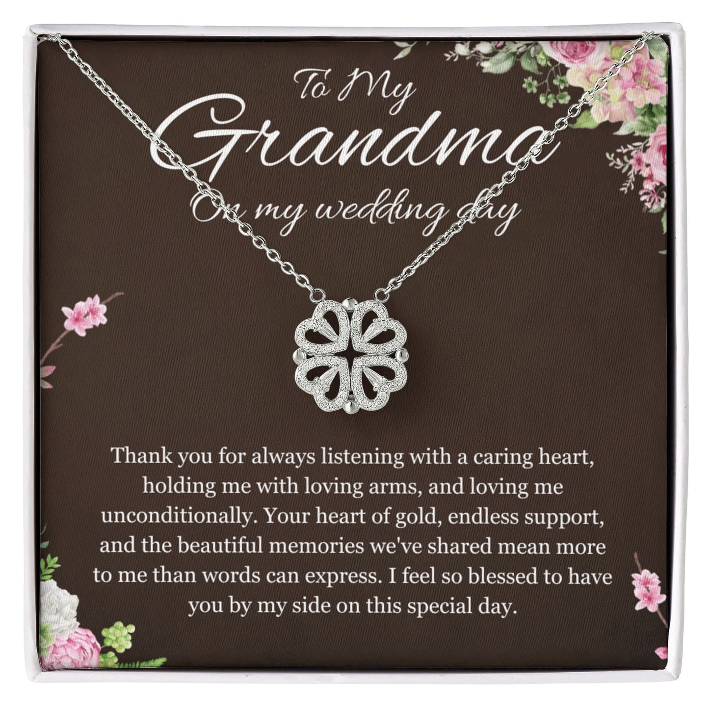 Grandmother of the Bride Gift Necklace Gift to Grandma on Wedding Day Bride Jewelry Magnetic Hearts Present