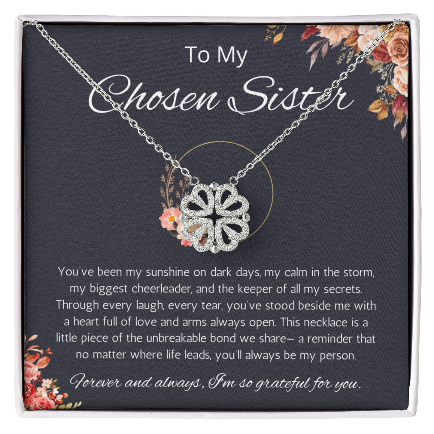 Soul Sister Necklace, Unbiological Sister Gift, Sister by Choice Necklace, Best Friend Gift, BFF gift Necklace, To My Non Biological Sister Magnetic Hearts Necklace