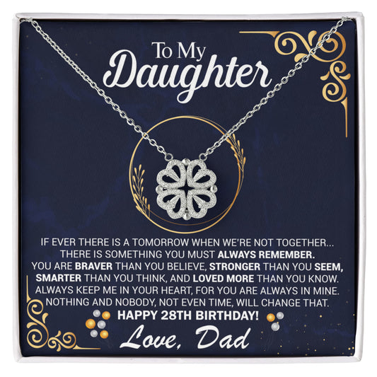 28th Birthday Daughter Gift Necklace, Gift From Dad, Magnetic Heart Jewelry For 28th Birthday Girl, Gift for 28th Year Old Daughter
