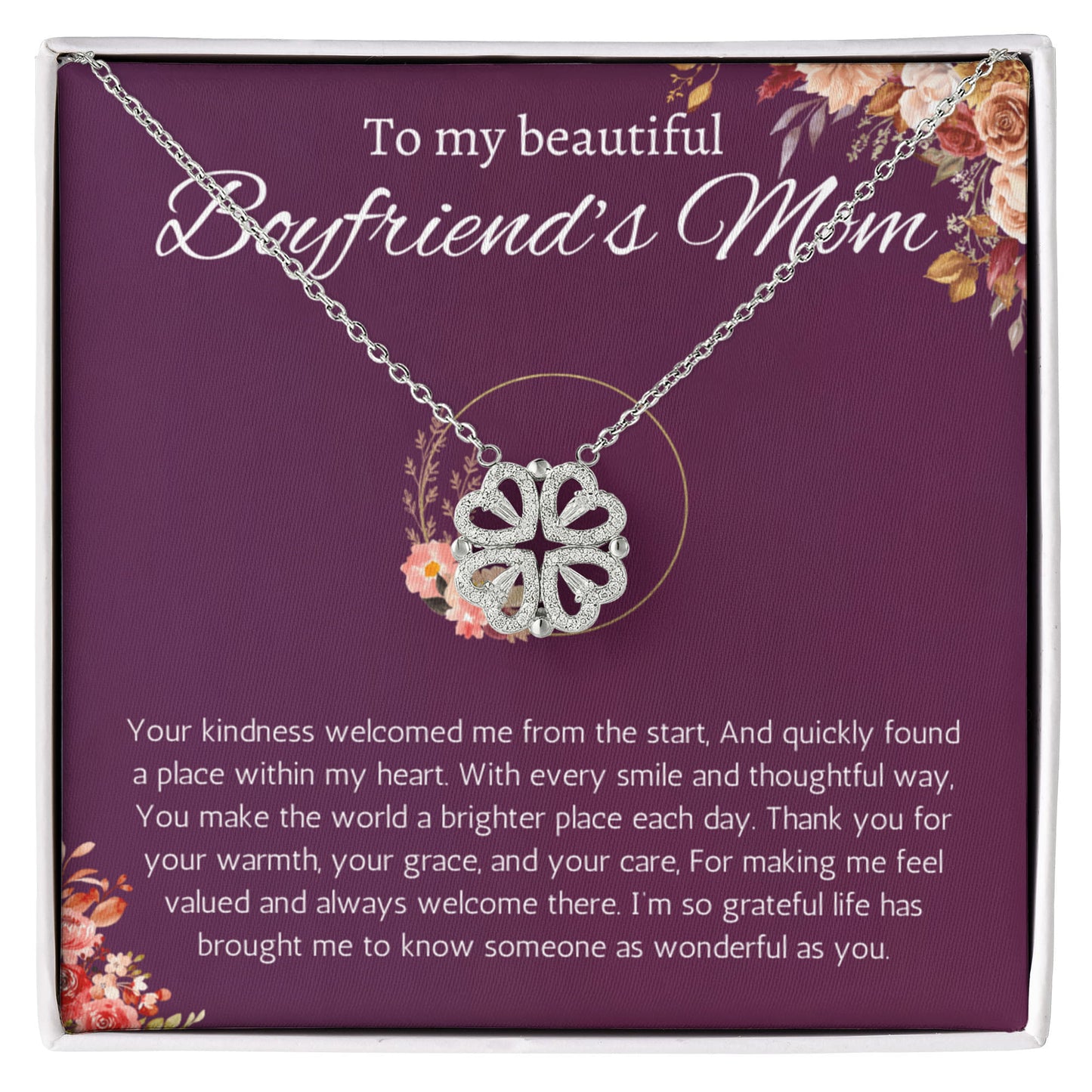 Boyfriends Mom Gift Necklace, Gift for Boyfriends mom From Girlfriend Jewelry Magnetic Heart Present