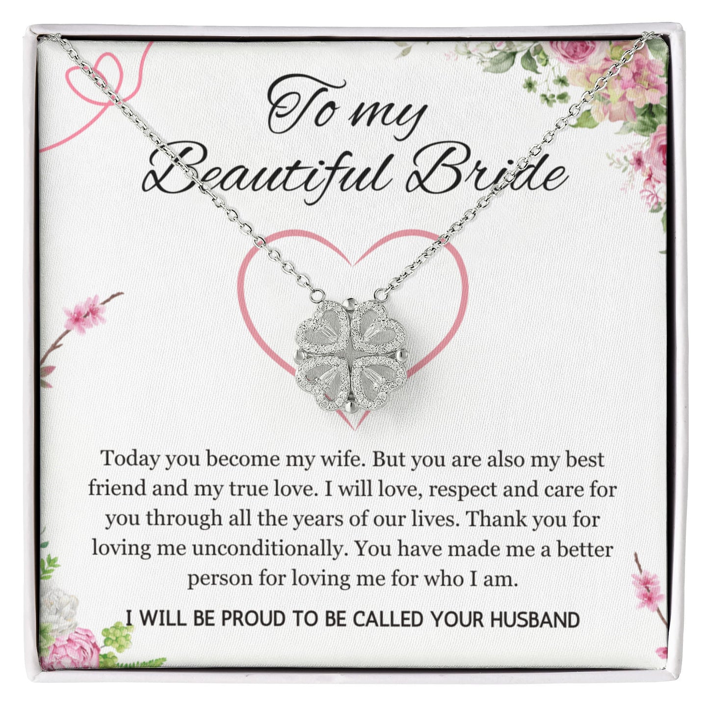 Wedding Day Gift for Bride from Groom, Magnetic Heart Necklace to My Beautiful Wife from Husband Present Jewelry