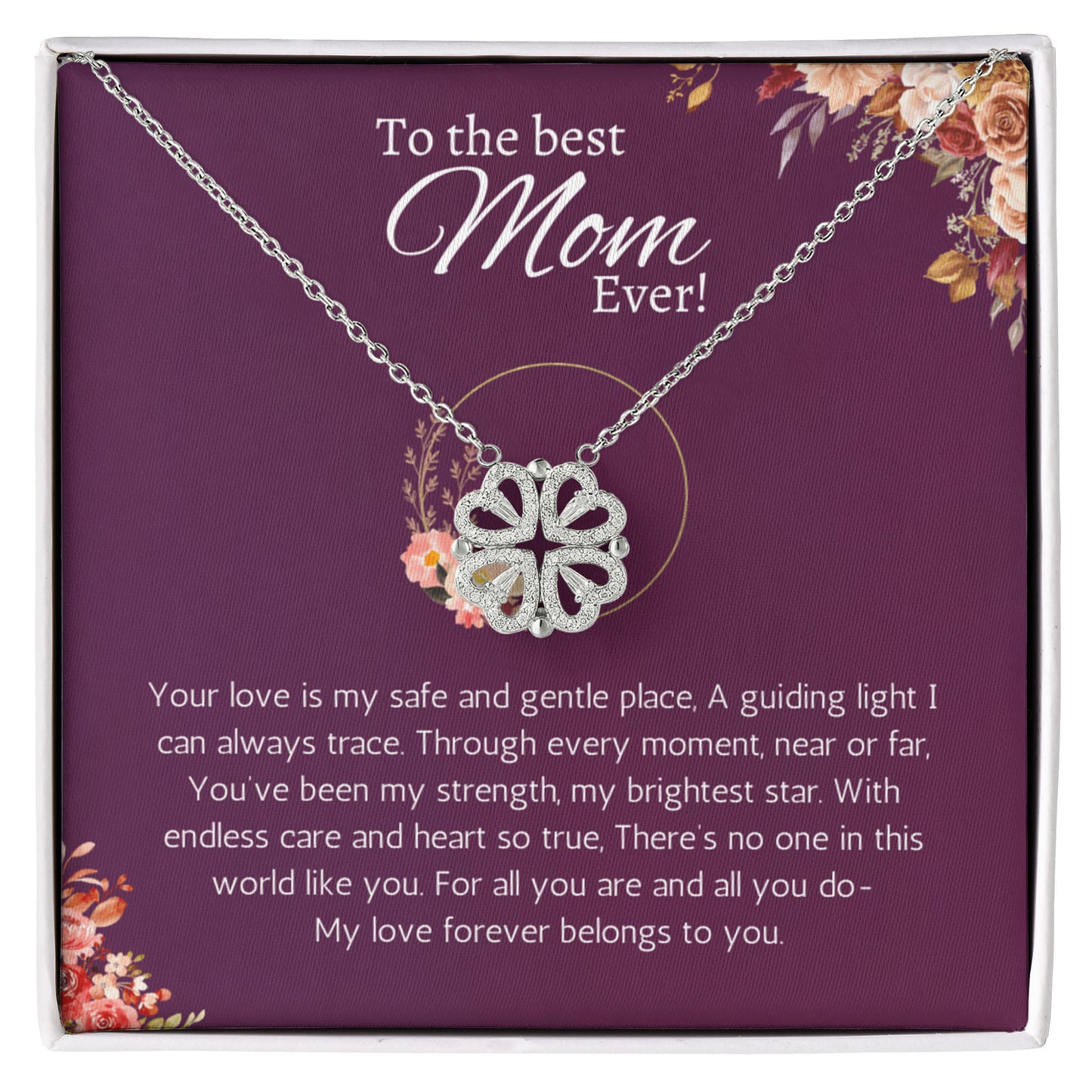 Best Mom Ever Gift for Mom from Daughter or Son Magnetic Heart Necklace for Mother's Day, Birthday, Holidays. thank you & Appreciation