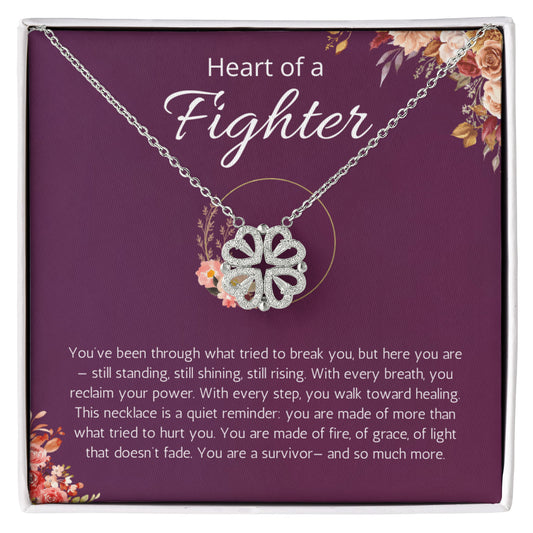 Warrior Gift, Survivor Jewelry, Recovery, Inspirational, Motivational, Strength, Magnetic Hearts Necklace Message Card
