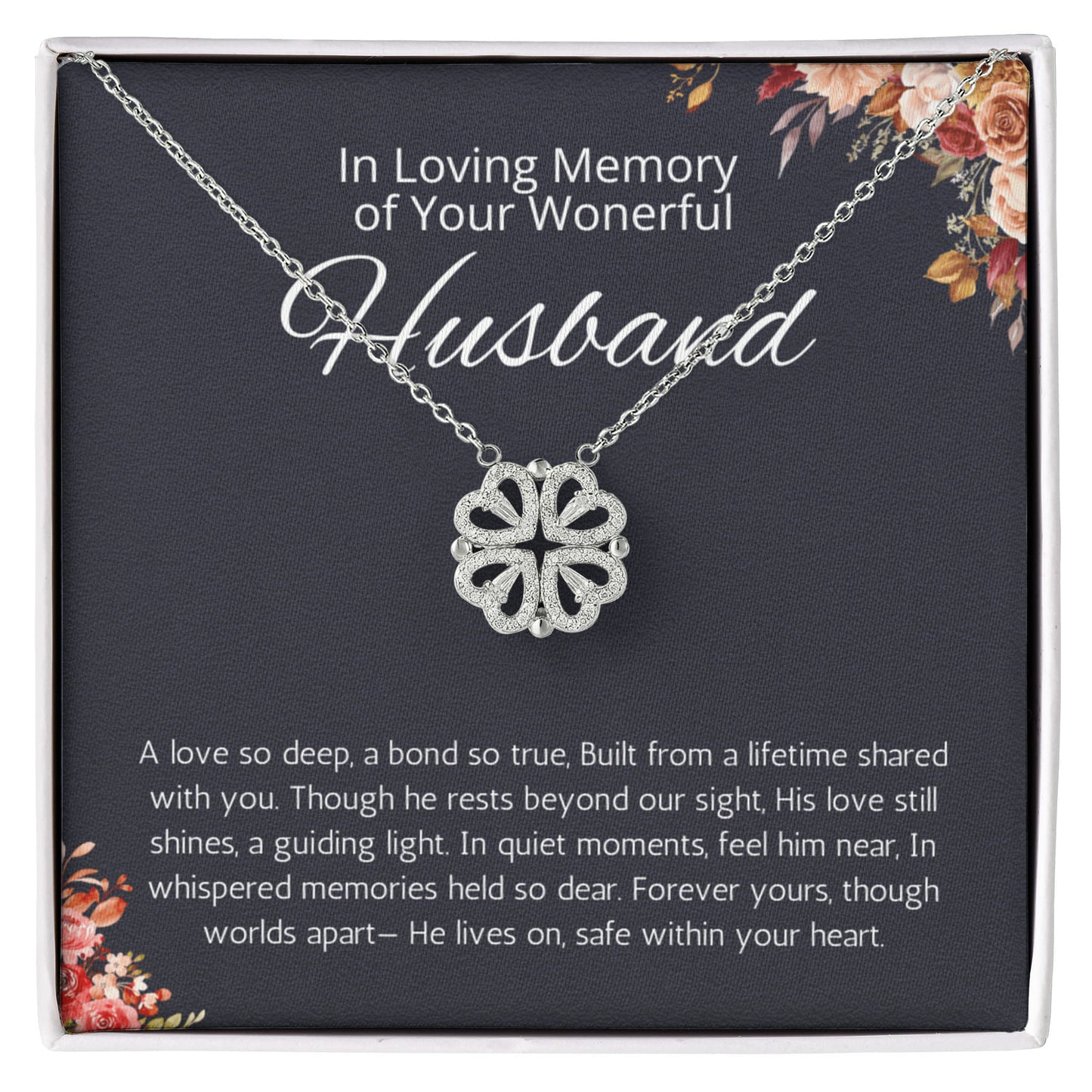 Loss of Husband Memorial Gift Necklace, Husband in Memory of Husband Sorry for your Loss of Spouse  Condolence Gift Magnetic Heart