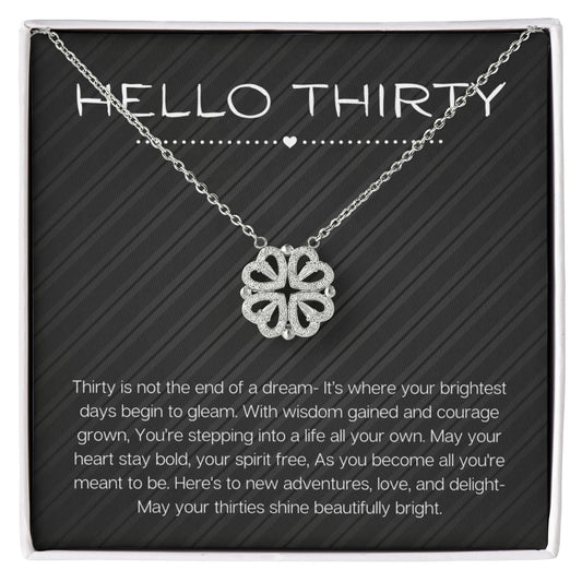 Hello Thirty Necklace, 30th Birthday Gift Jewelry for Her, Turning 30 Present Magnetic Heart Necklace