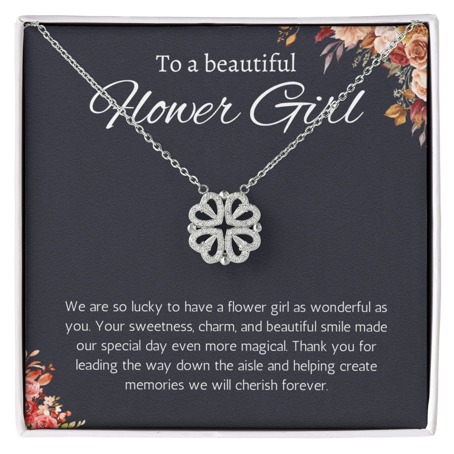 Flower Girl Gift Necklace Flower Girl Thank You Gift Flower Girl Wedding Gift Wedding Bridal Party Magnetic Heart Jewelry