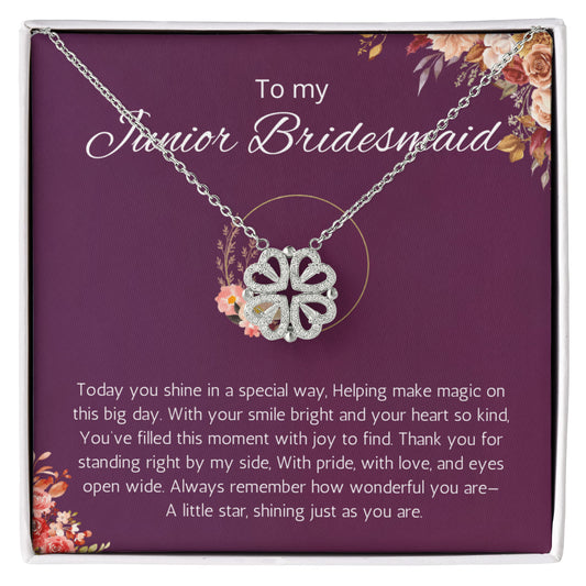 Junior Bridesmaid Gift Necklace, Wedding Day Gift for Bridesmaid, Flower Girl Gift Jewelry Magnetic Hearts  Necklace For Bridesmaid