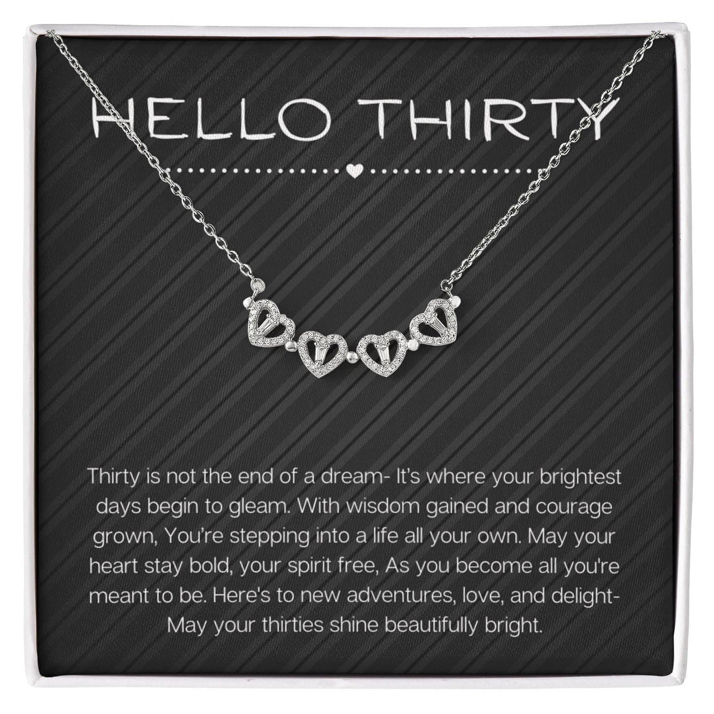Hello Thirty Necklace, 30th Birthday Gift Jewelry for Her, Turning 30 Present Magnetic Heart Necklace