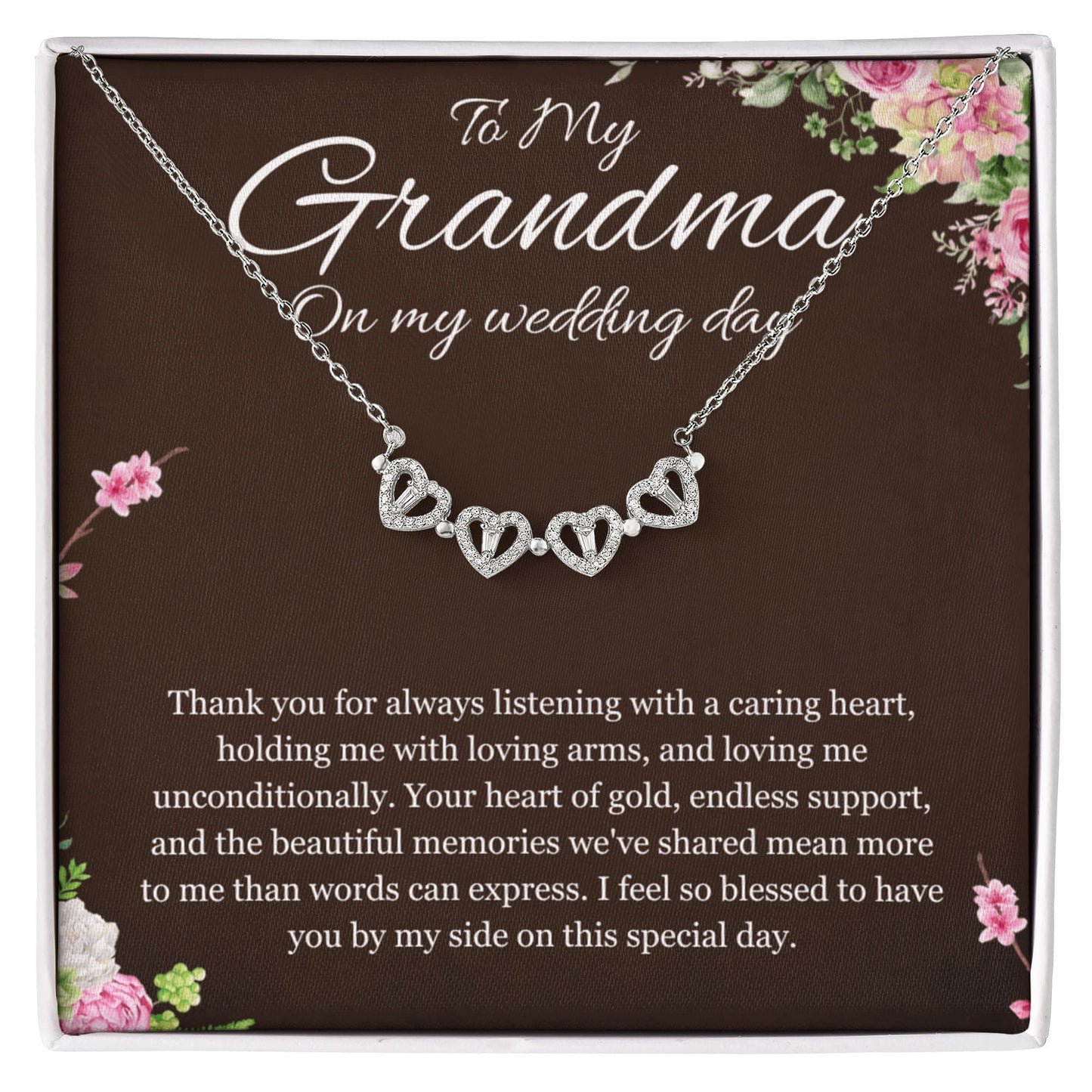 Grandmother of the Bride Gift Necklace Gift to Grandma on Wedding Day Bride Jewelry Magnetic Hearts Present