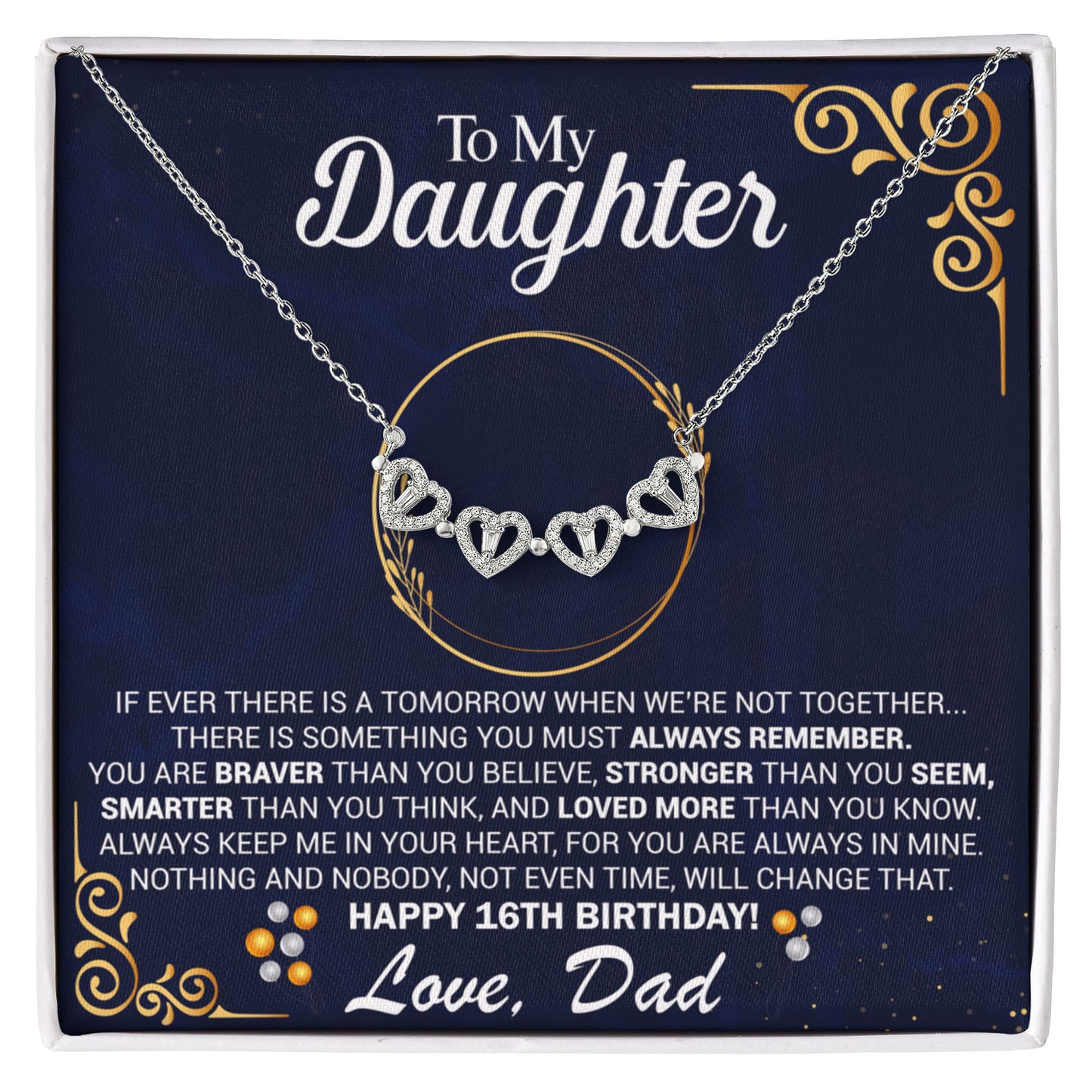 16th Birthday Daughter Gift Necklace, Gift From Dad Magnetic Heart Jewelry For 16th Birthday teen Girl, Gift for 16th Year Old Daughter