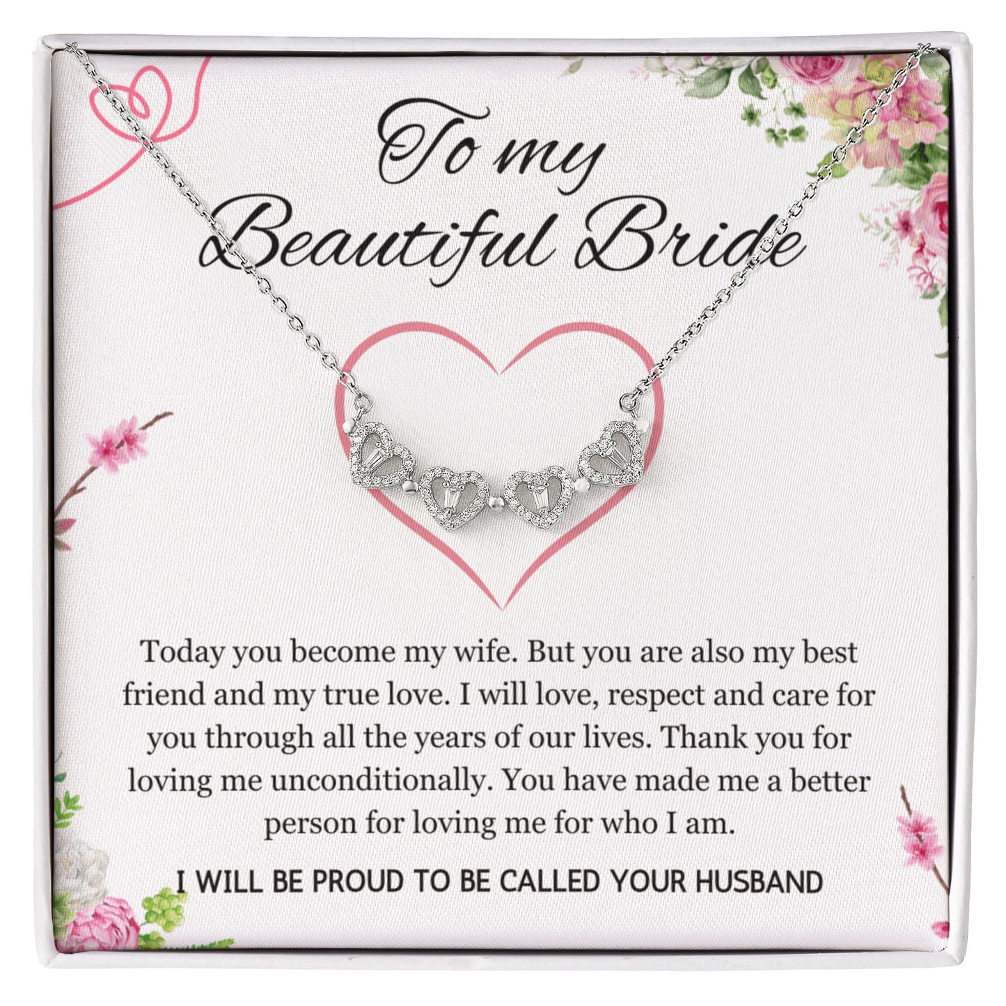 Wedding Day Gift for Bride from Groom, Magnetic Heart Necklace to My Beautiful Wife from Husband Present Jewelry