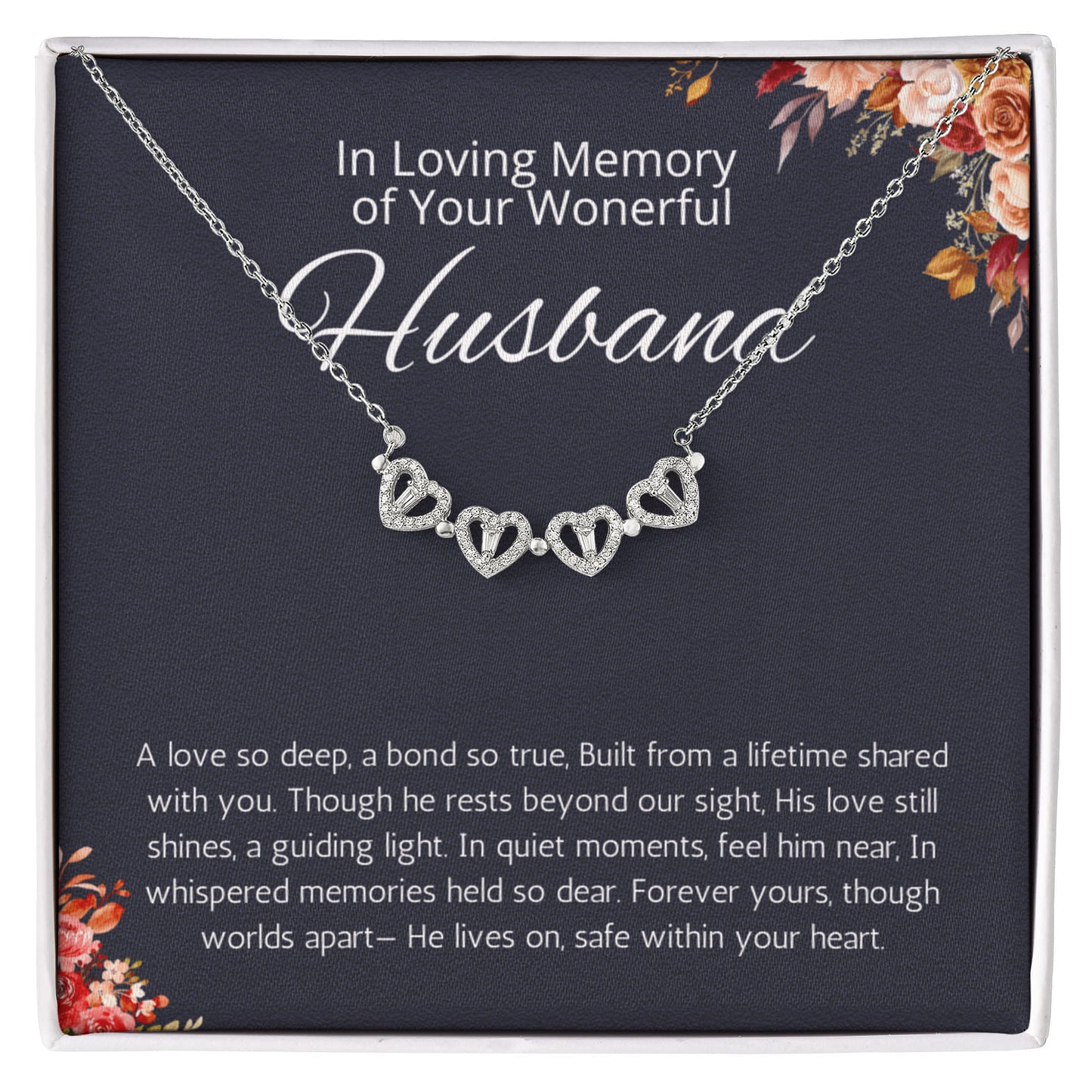 Loss of Husband Memorial Gift Necklace, Husband in Memory of Husband Sorry for your Loss of Spouse  Condolence Gift Magnetic Heart