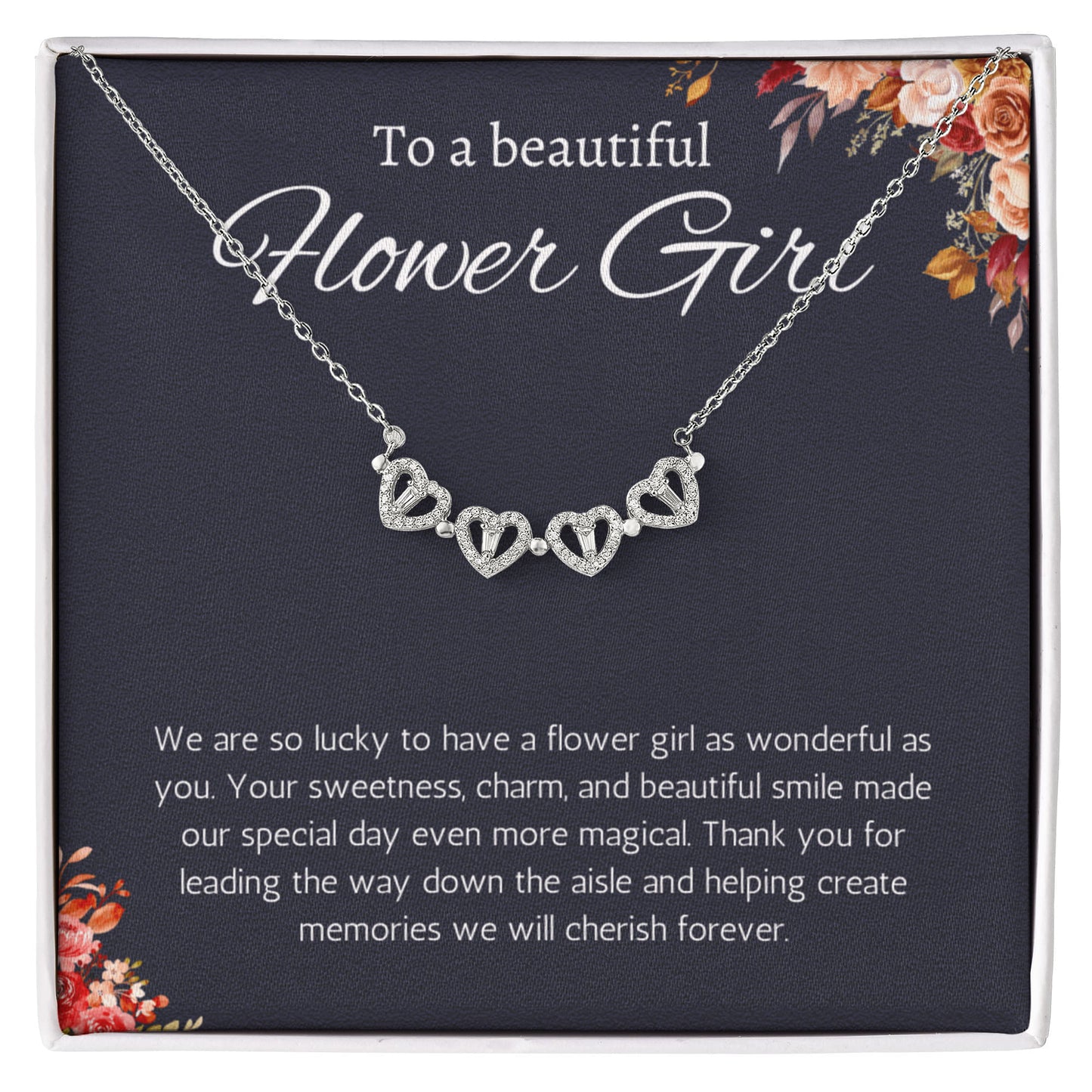 Flower Girl Gift Necklace Flower Girl Thank You Gift Flower Girl Wedding Gift Wedding Bridal Party Magnetic Heart Jewelry