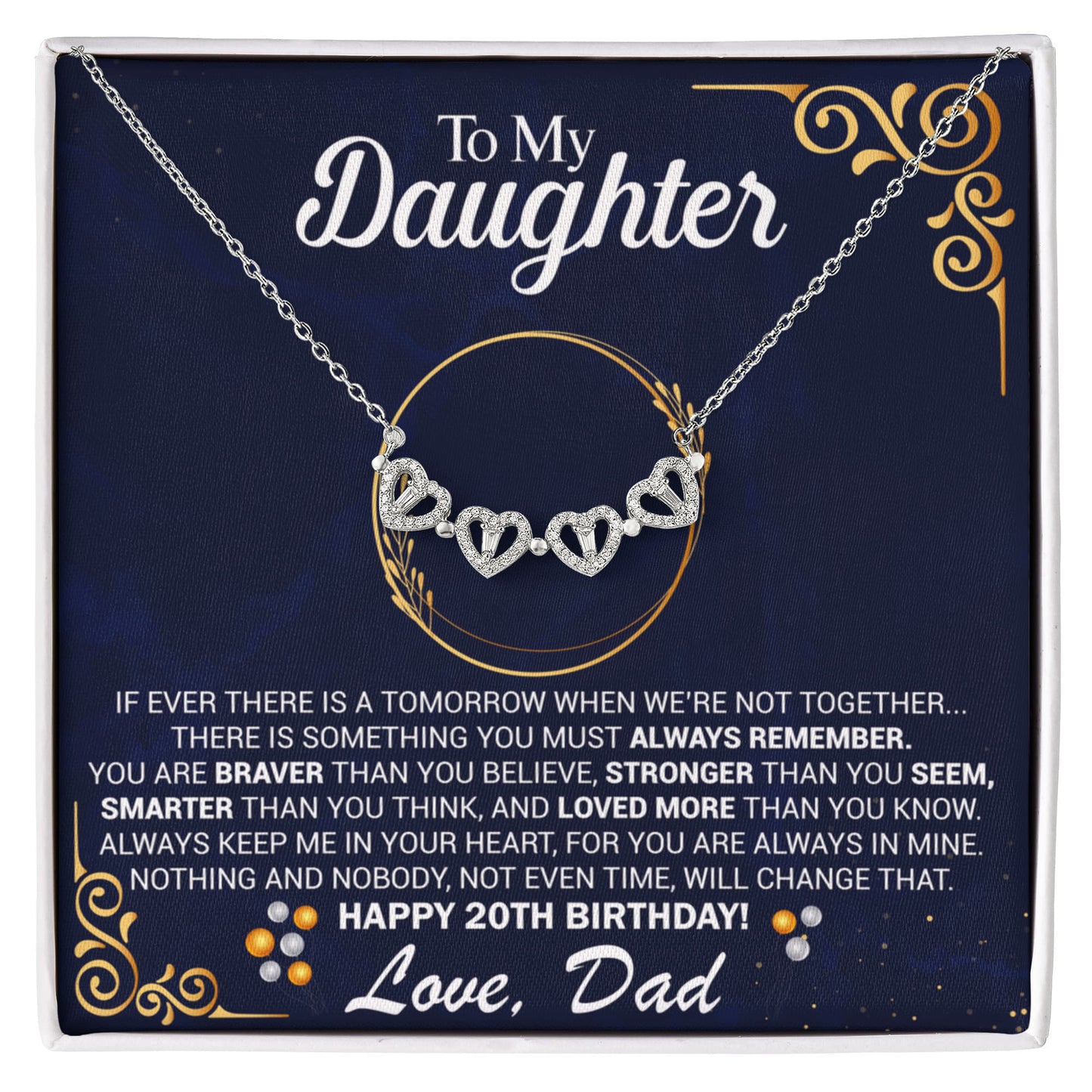 20th Birthday Daughter Gift Necklace, Gift From Dad, Magnetic Heart Jewelry For 20th Birthday teen Girl, Gift for 20th Year Old Daughter