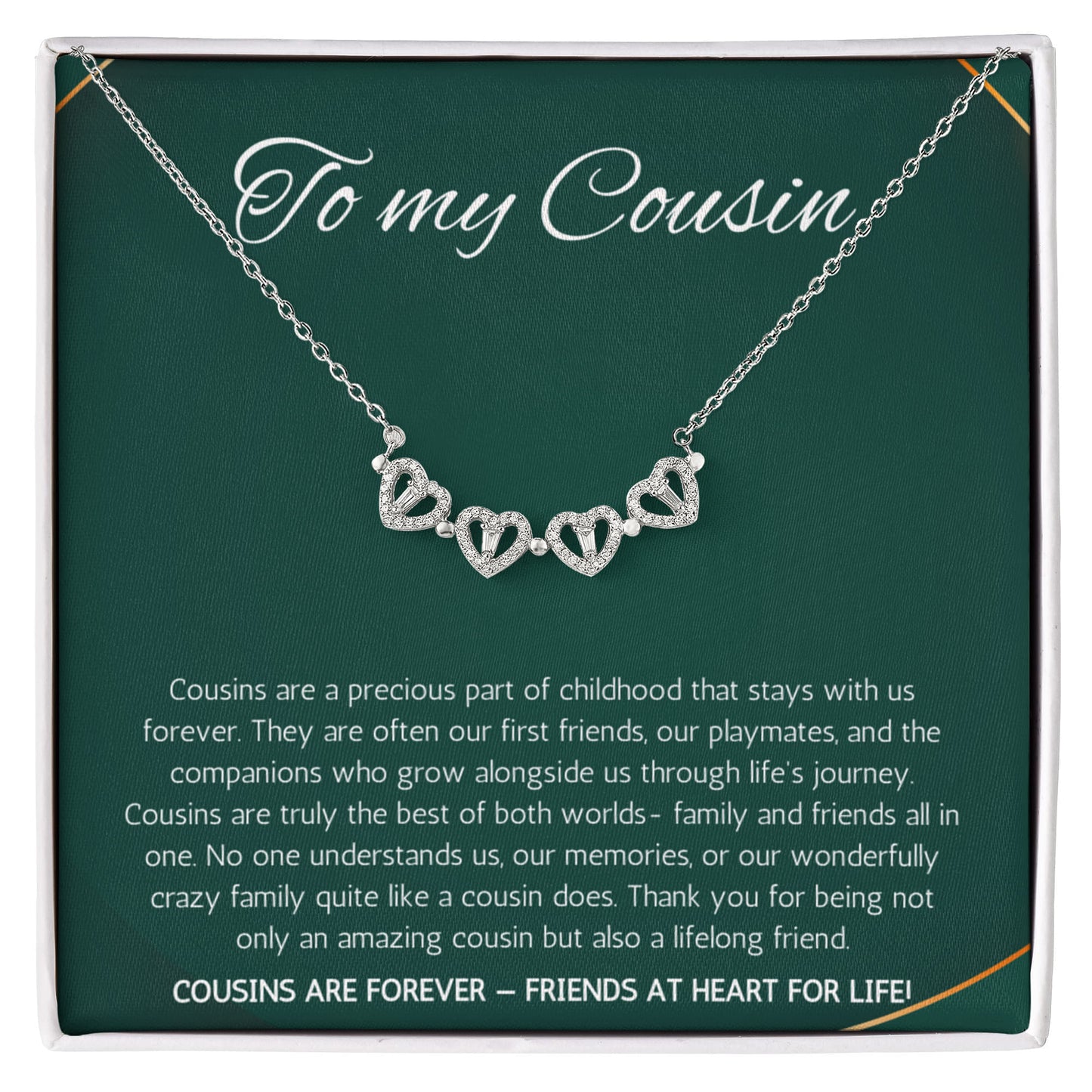 Cousin Gift Necklace, Cousin Best Friend Present, Cousins Christmas, Graduation Birthday, Gift Necklace Magnetic Heart