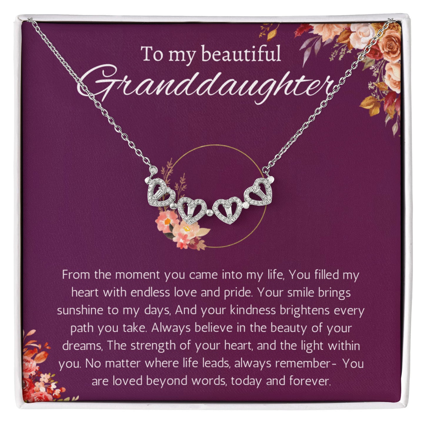 Granddaughter Gift Necklace for Birthday Christmas, Valentines, Mothers Day, Graduation Jewelry from Grandpa Grandma Magnetic Heart
