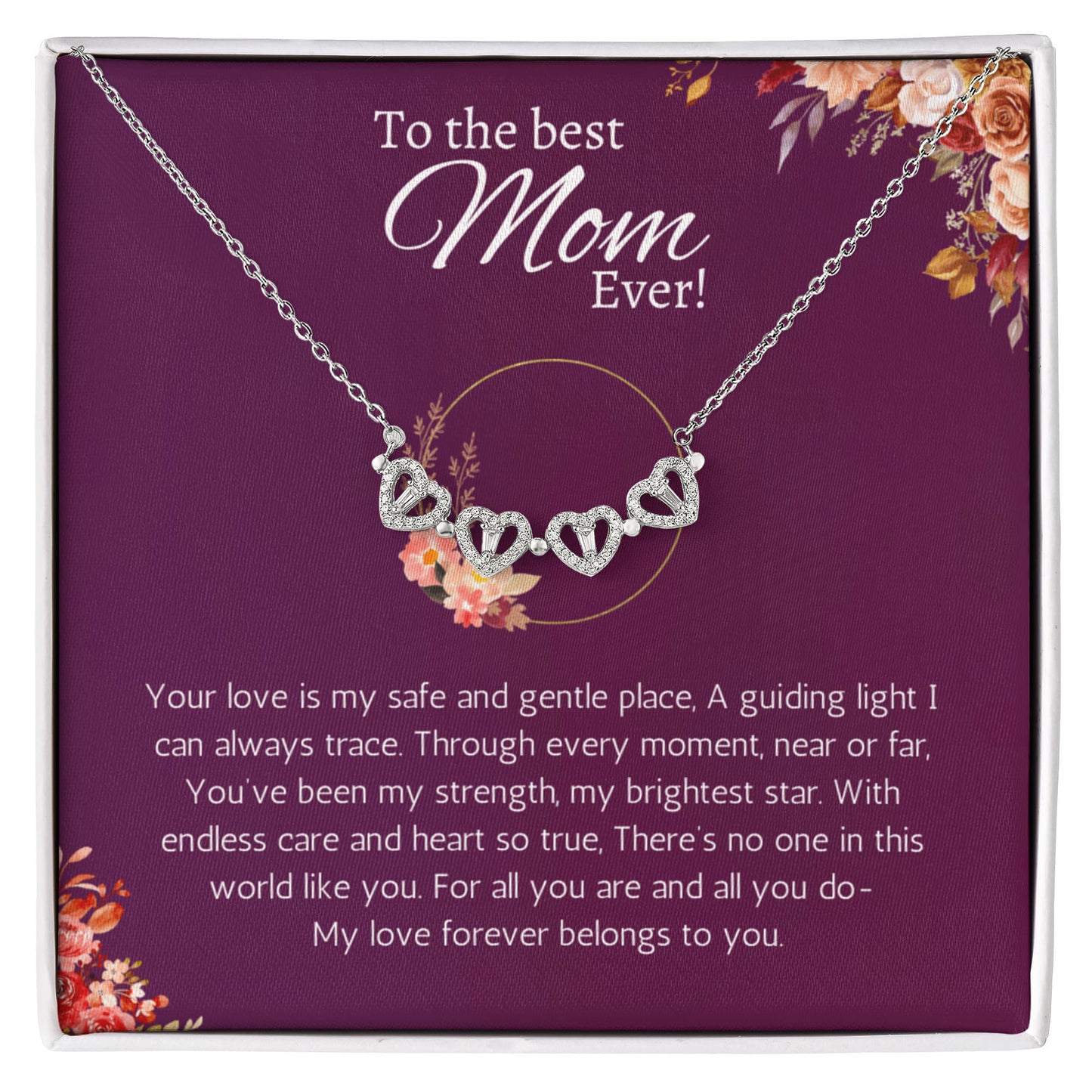 Best Mom Ever Gift for Mom from Daughter or Son Magnetic Heart Necklace for Mother's Day, Birthday, Holidays. thank you & Appreciation