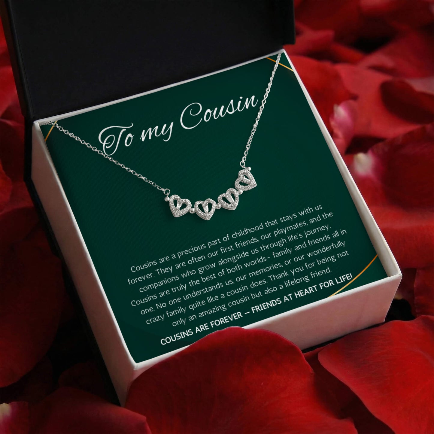 Cousin Gift Necklace, Cousin Best Friend Present, Cousins Christmas, Graduation Birthday, Gift Necklace Magnetic Heart