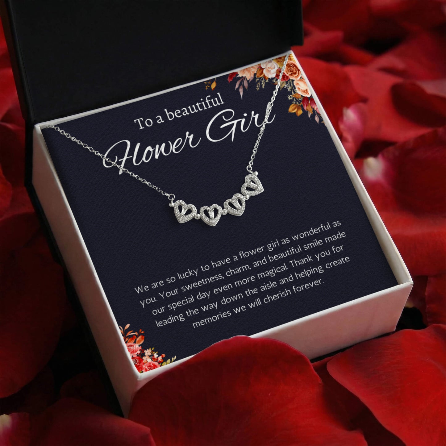 Flower Girl Gift Necklace Flower Girl Thank You Gift Flower Girl Wedding Gift Wedding Bridal Party Magnetic Heart Jewelry