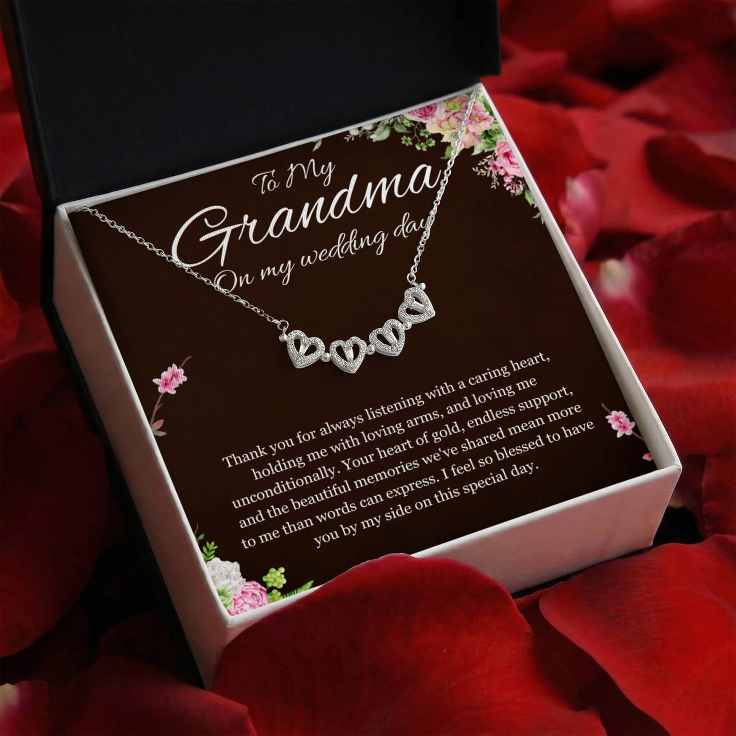 Grandmother of the Bride Gift Necklace Gift to Grandma on Wedding Day Bride Jewelry Magnetic Hearts Present