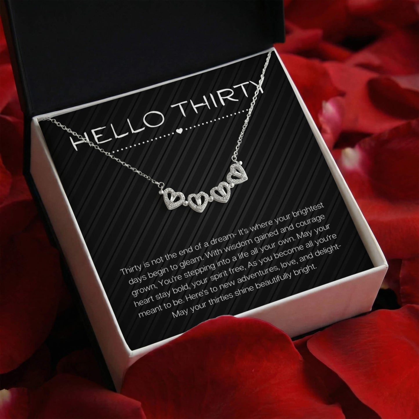 Hello Thirty Necklace, 30th Birthday Gift Jewelry for Her, Turning 30 Present Magnetic Heart Necklace