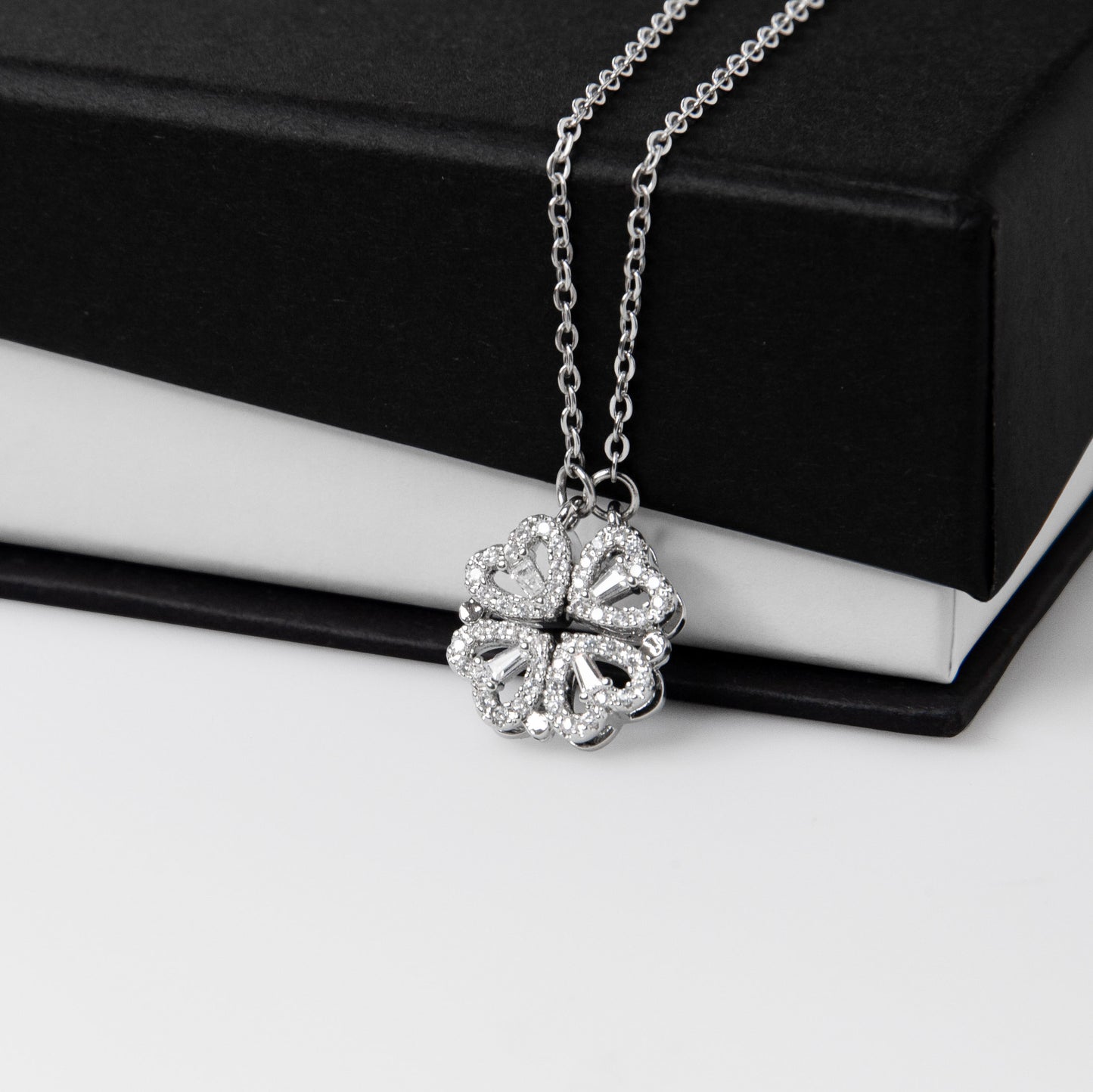 Junior Bridesmaid Gift Necklace, Wedding Day Gift for Bridesmaid, Flower Girl Gift Jewelry Magnetic Hearts  Necklace For Bridesmaid