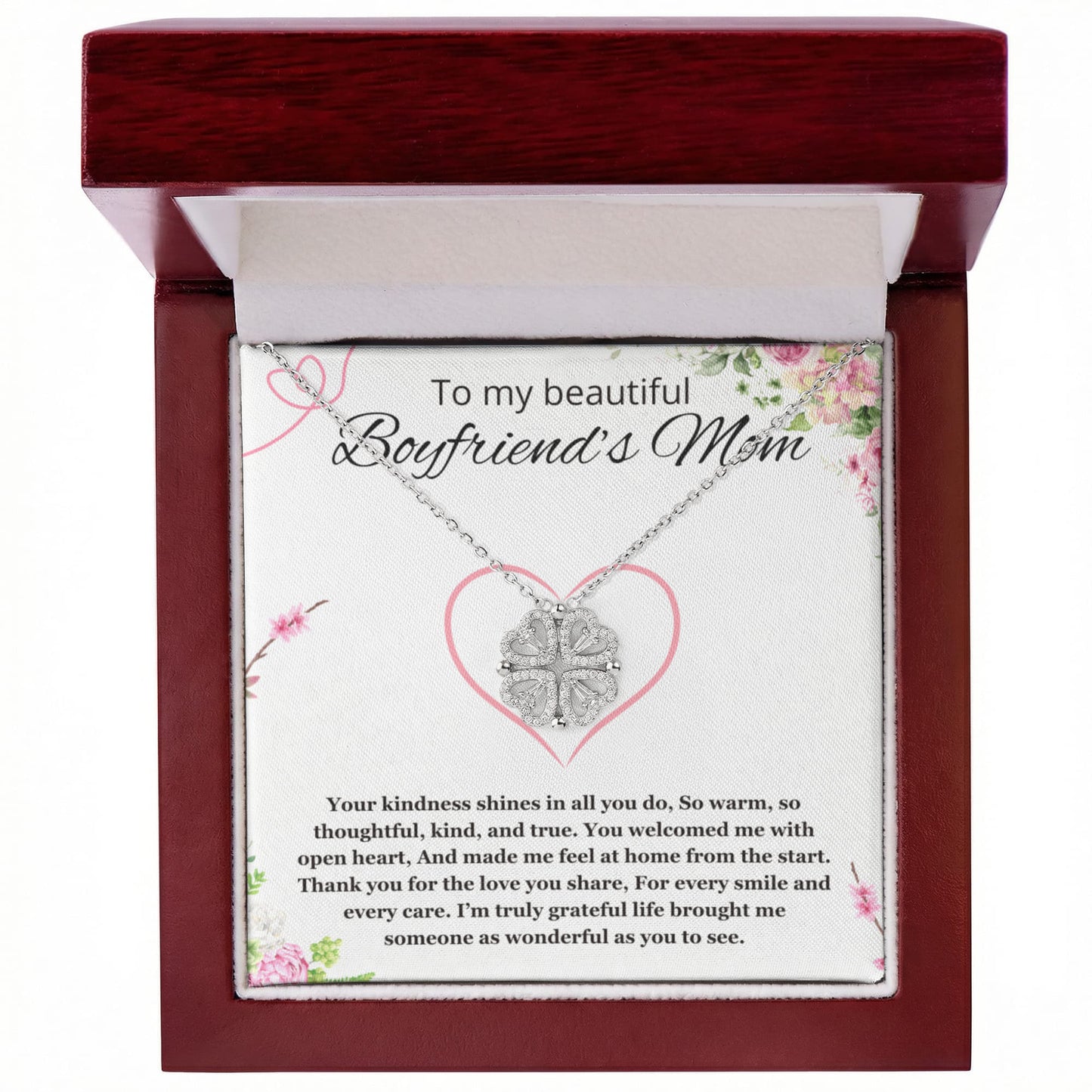 Boyfriends Mom Gift for Boyfriend's Mom, To My Boyfriends Mom Necklace Christmas, Mother's Day Birthday Magnetic Heart Jewelry