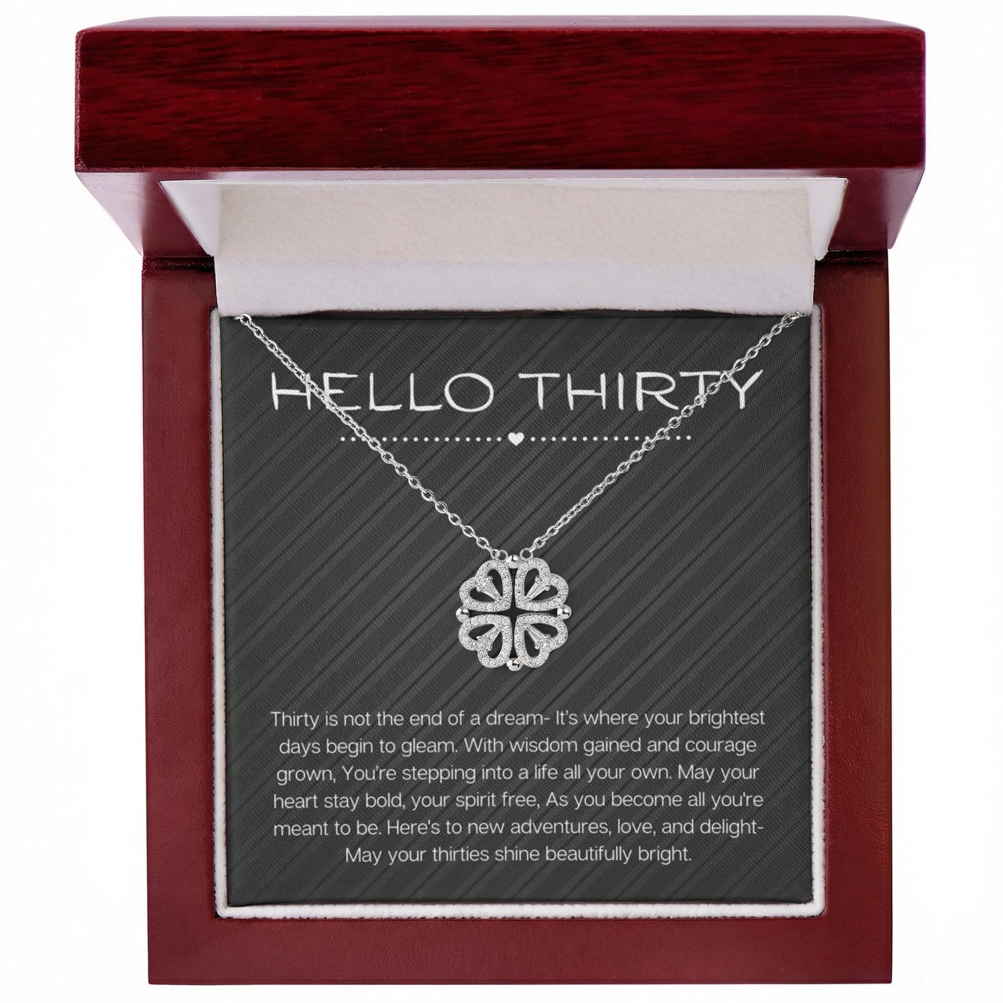 Hello Thirty Necklace, 30th Birthday Gift Jewelry for Her, Turning 30 Present Magnetic Heart Necklace