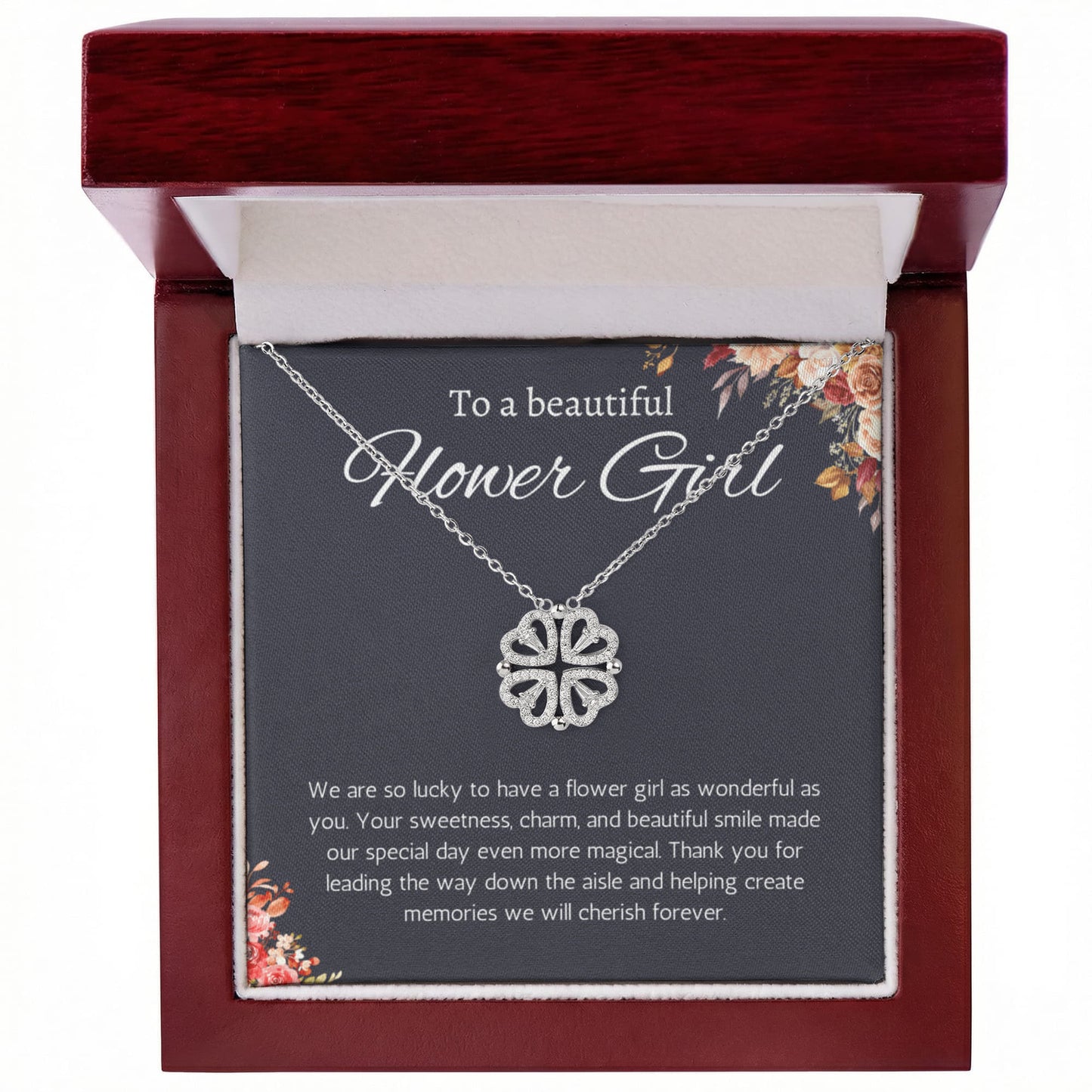 Flower Girl Gift Necklace Flower Girl Thank You Gift Flower Girl Wedding Gift Wedding Bridal Party Magnetic Heart Jewelry
