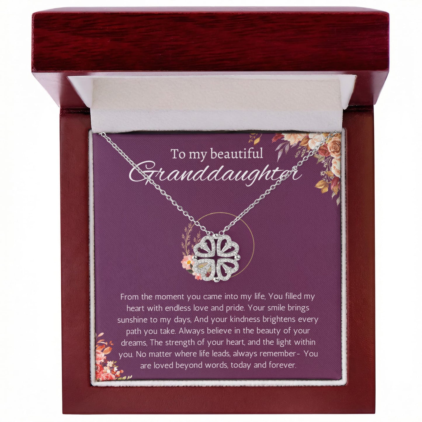 Granddaughter Gift Necklace for Birthday Christmas, Valentines, Mothers Day, Graduation Jewelry from Grandpa Grandma Magnetic Heart
