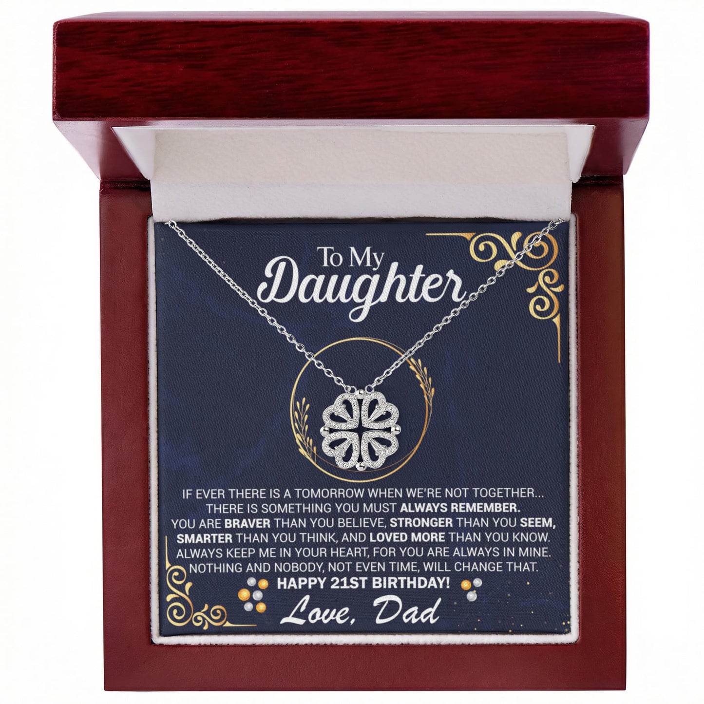 21st Birthday Daughter Gift Necklace, Gift From Dad, Magnetic Heart Jewelry For 21st Birthday teen Girl, Gift for 21st Year Old Daughter