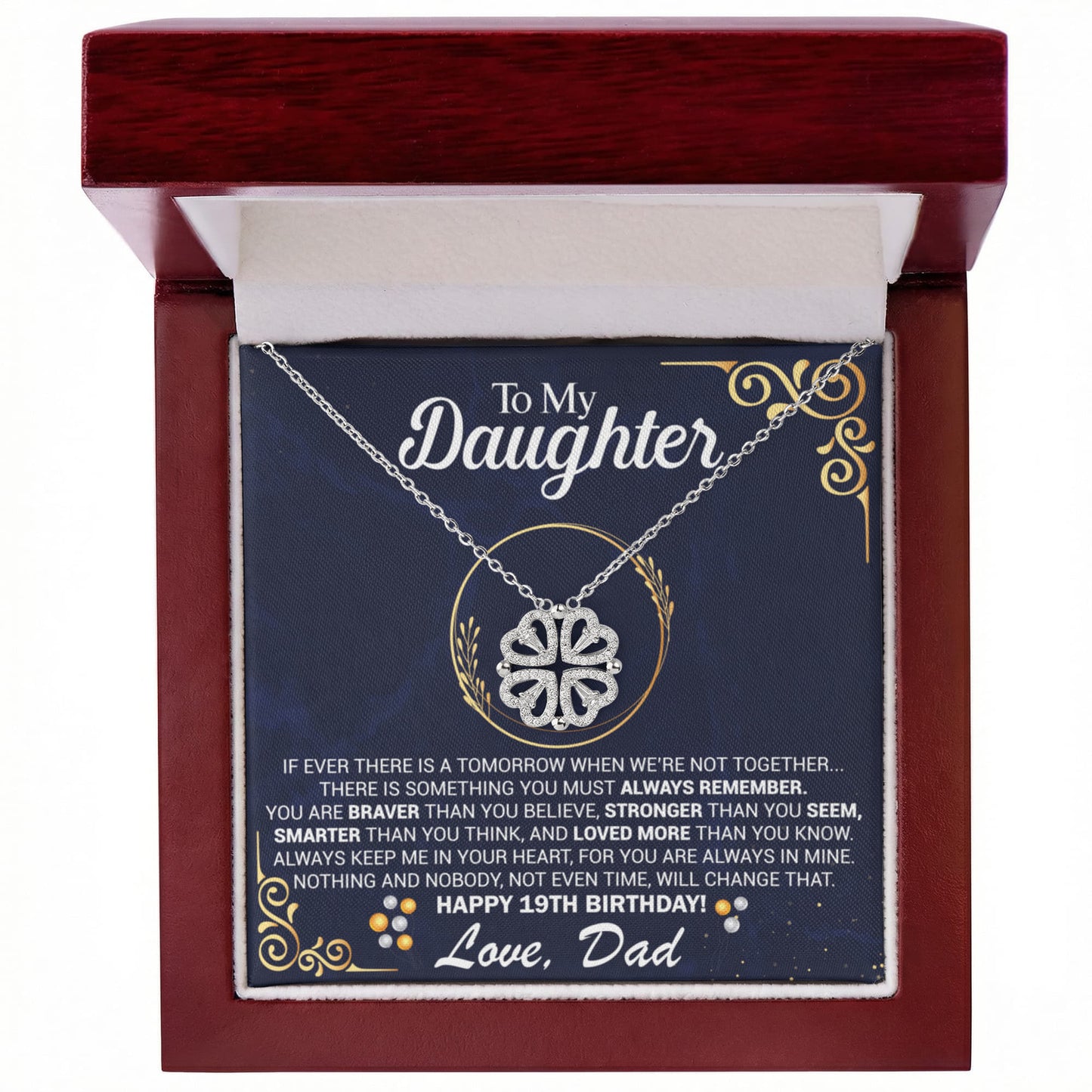 19th Birthday Daughter Gift Necklace, Gift From Dad, Magnetic Heart Jewelry For 19th Birthday teen Girl, Gift for 19th Year Old Daughter