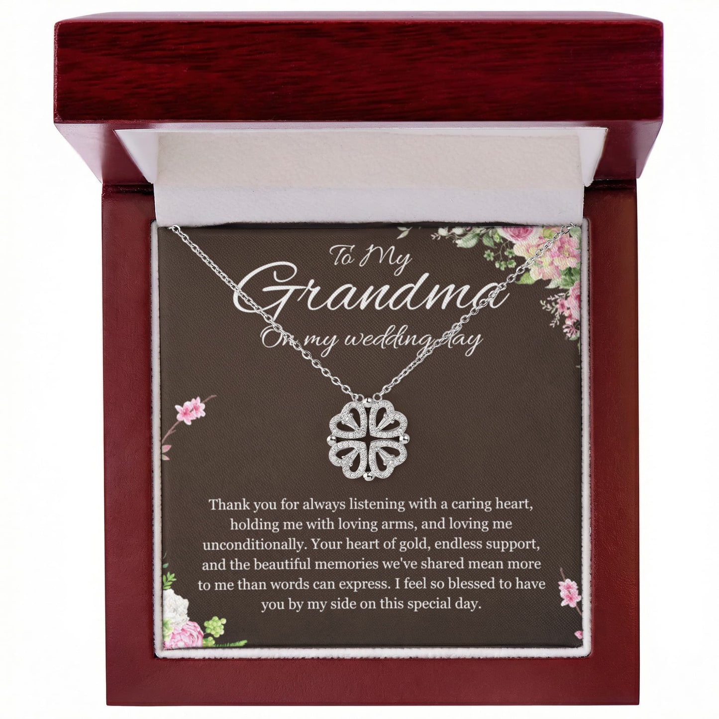 Grandmother of the Bride Gift Necklace Gift to Grandma on Wedding Day Bride Jewelry Magnetic Hearts Present