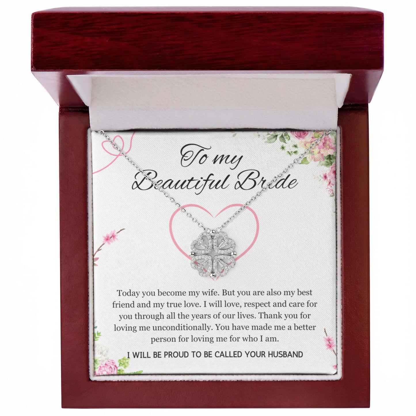 Wedding Day Gift for Bride from Groom, Magnetic Heart Necklace to My Beautiful Wife from Husband Present Jewelry