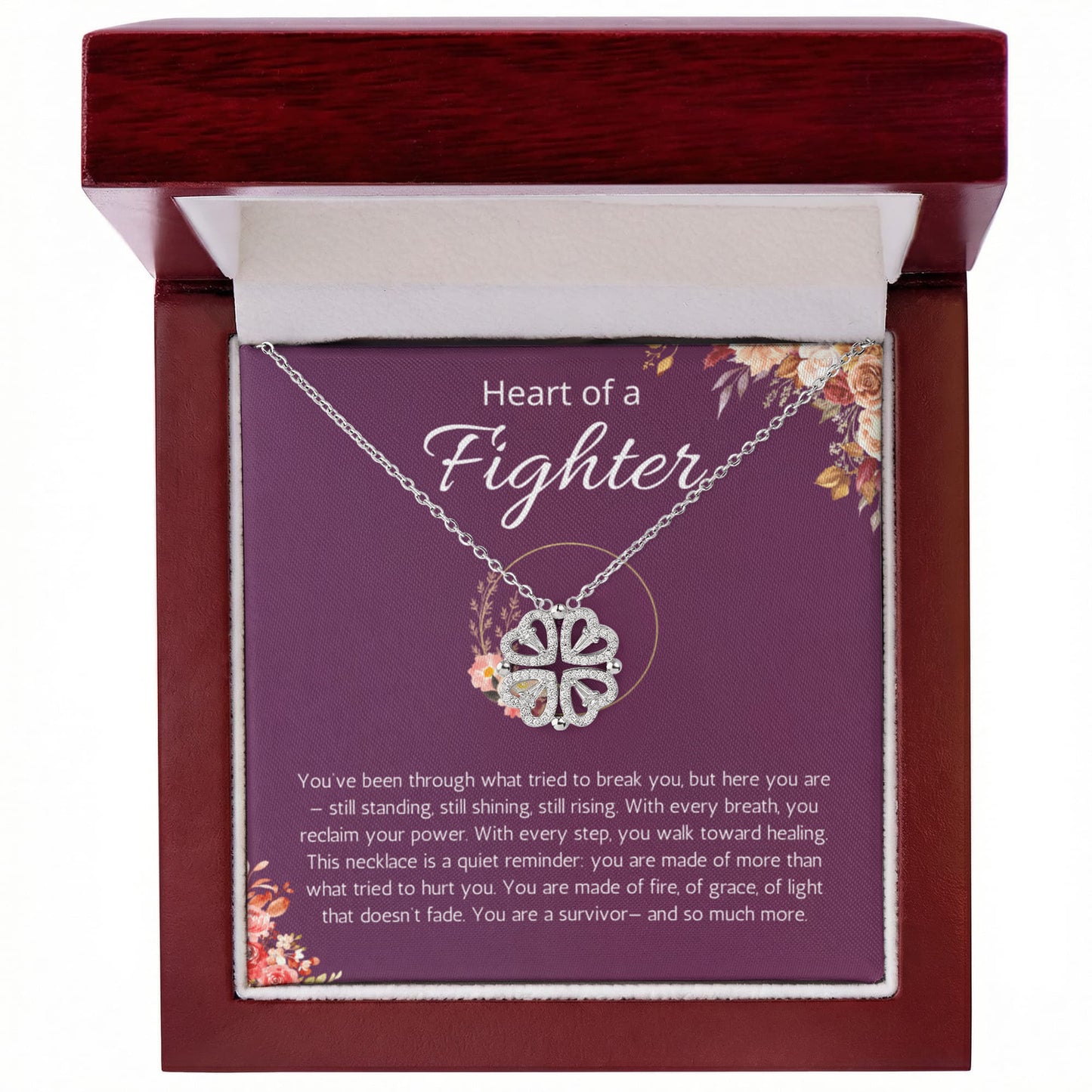 Warrior Gift, Survivor Jewelry, Recovery, Inspirational, Motivational, Strength, Magnetic Hearts Necklace Message Card