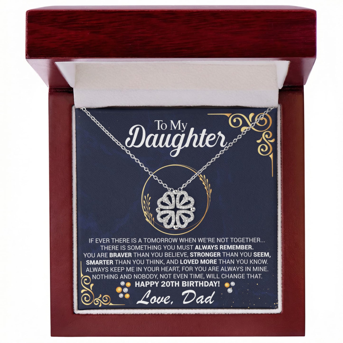 20th Birthday Daughter Gift Necklace, Gift From Dad, Magnetic Heart Jewelry For 20th Birthday teen Girl, Gift for 20th Year Old Daughter