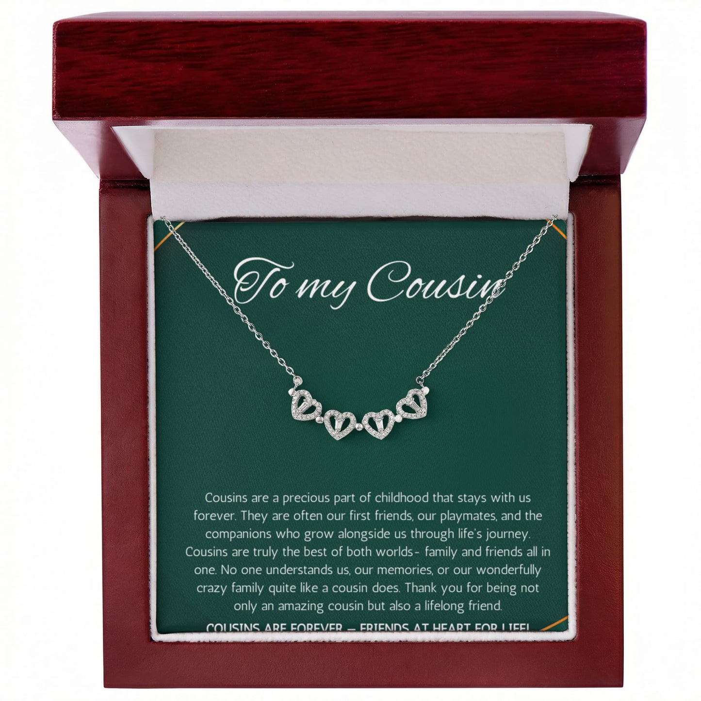 Cousin Gift Necklace, Cousin Best Friend Present, Cousins Christmas, Graduation Birthday, Gift Necklace Magnetic Heart