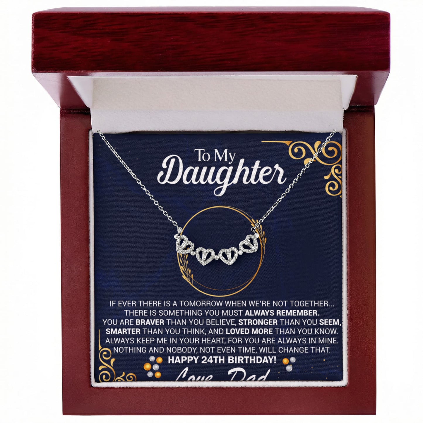 24th Birthday Daughter Gift Necklace, Gift From Dad, Magnetic Heart Jewelry For 24th Birthday teen Girl, Gift for 24th Year Old Daughter