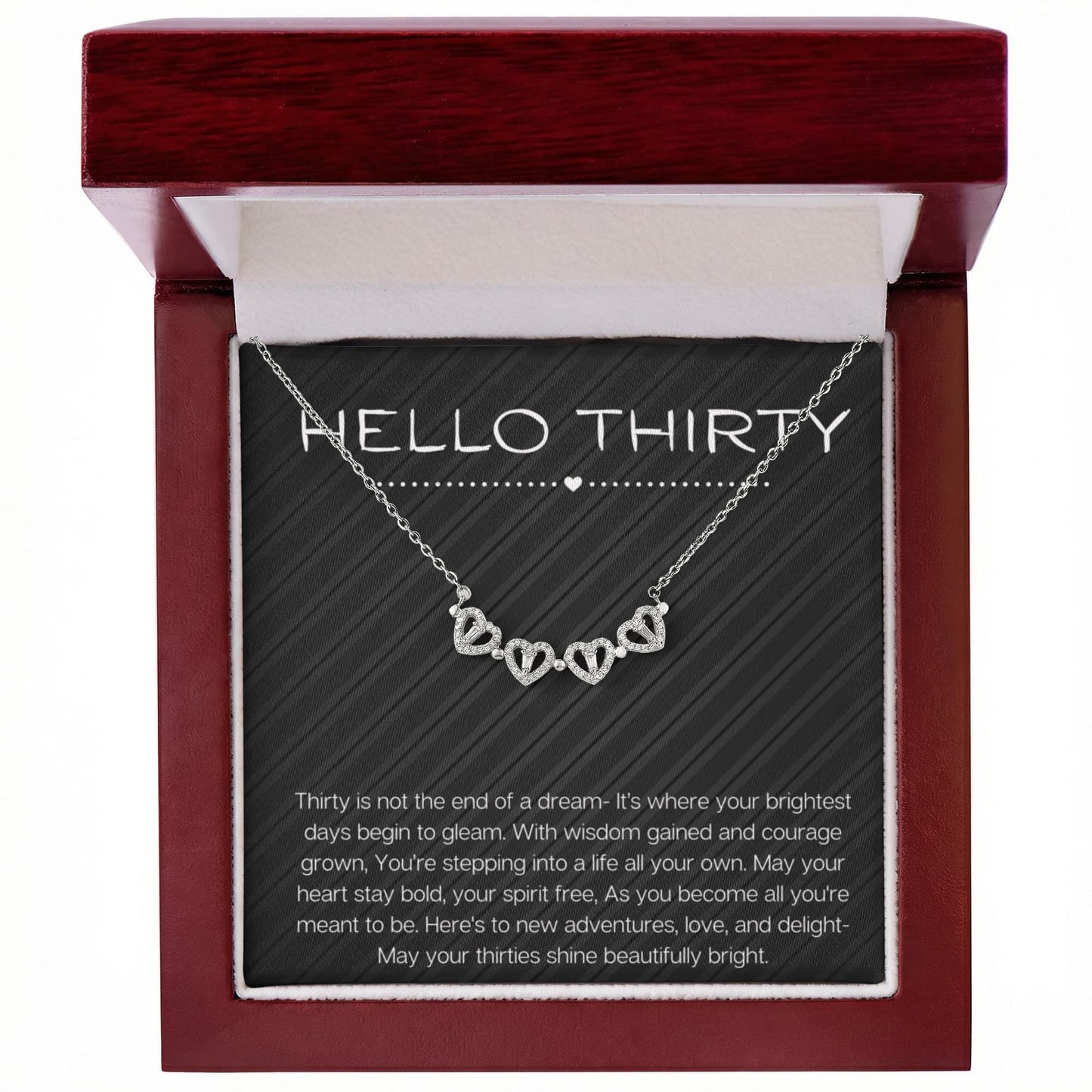 Hello Thirty Necklace, 30th Birthday Gift Jewelry for Her, Turning 30 Present Magnetic Heart Necklace