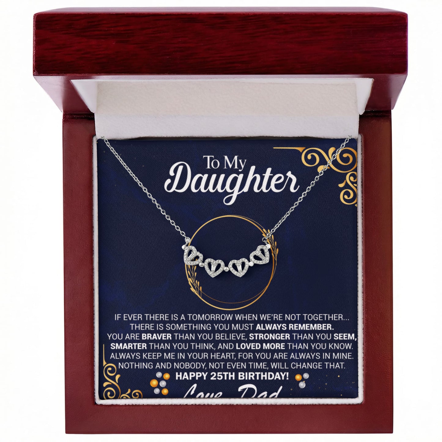 25th Birthday Daughter Gift Necklace, Gift From Dad, Magnetic Heart Jewelry For 25th Birthday teen Girl, Gift for 25th Year Old Daughter