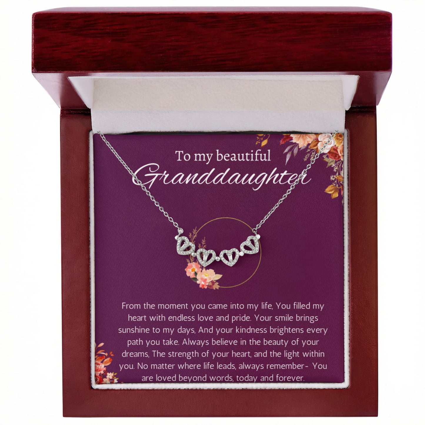 Granddaughter Gift Necklace for Birthday Christmas, Valentines, Mothers Day, Graduation Jewelry from Grandpa Grandma Magnetic Heart