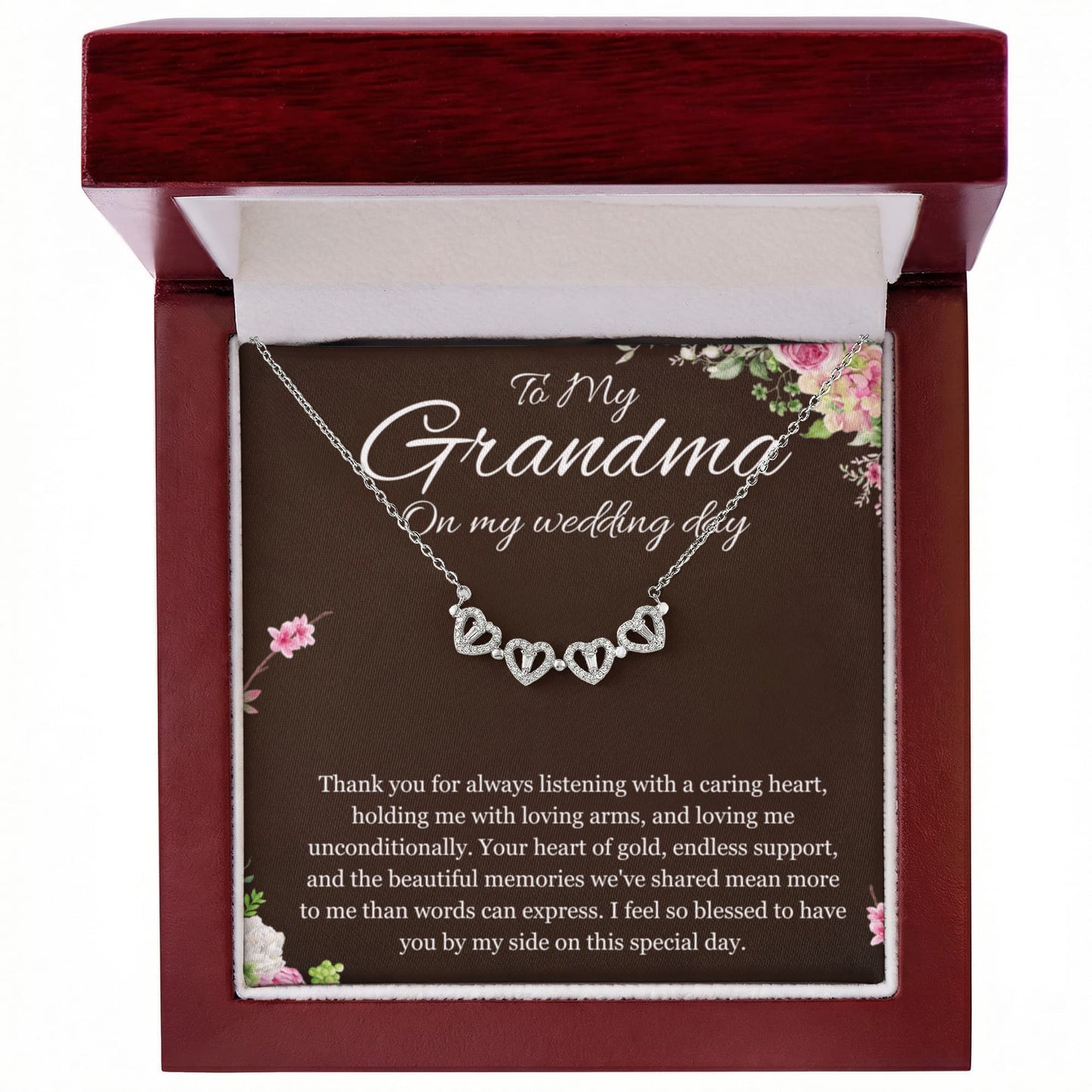 Grandmother of the Bride Gift Necklace Gift to Grandma on Wedding Day Bride Jewelry Magnetic Hearts Present