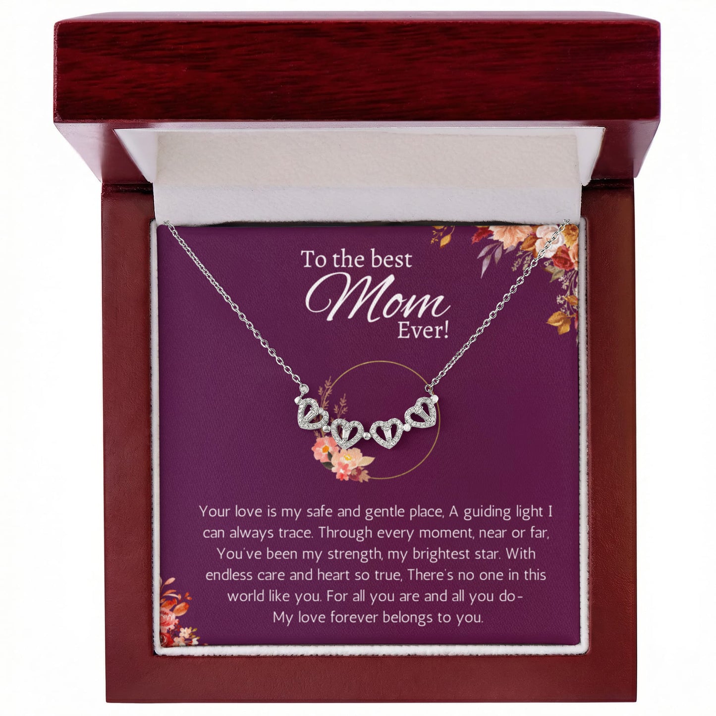 Best Mom Ever Gift for Mom from Daughter or Son Magnetic Heart Necklace for Mother's Day, Birthday, Holidays. thank you & Appreciation